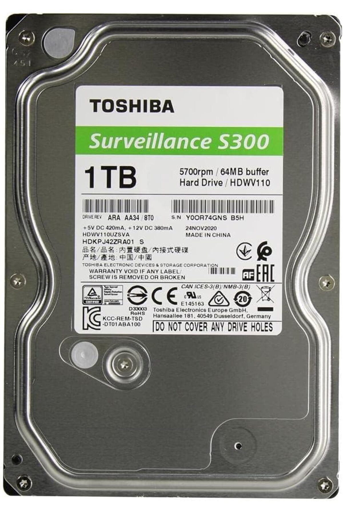 STOREMAX slcshp Güvenlik Diski 64MB 7/24 SATA-3 6.0Gb/sn S300 5700rpm 3.5" 1TB Yeni cloydx 1061052