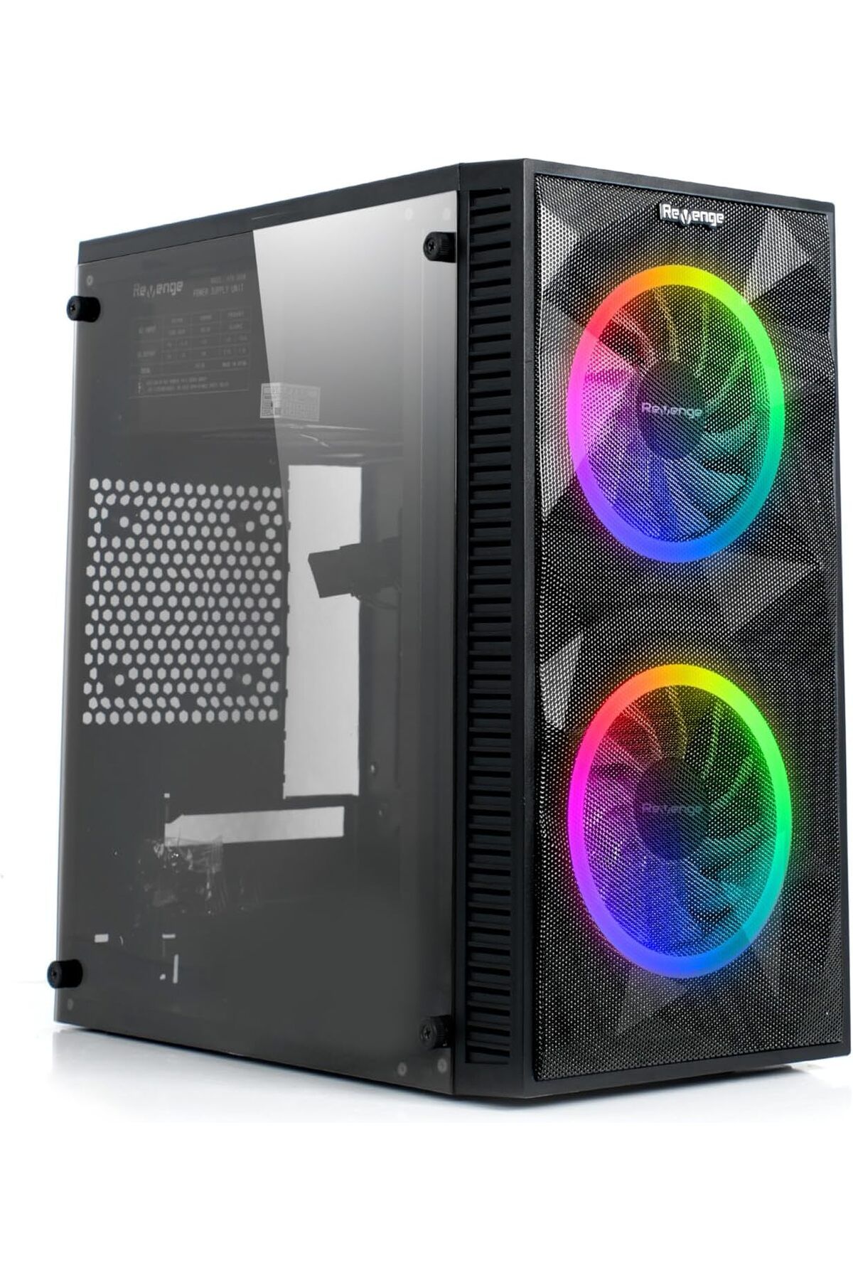 NcK Magic Mikro Atx 2 Rainbow Fanlı Mesh Panel Akrilik Gaming Oyuncu Bilgisayar Kasası (0, Watt)