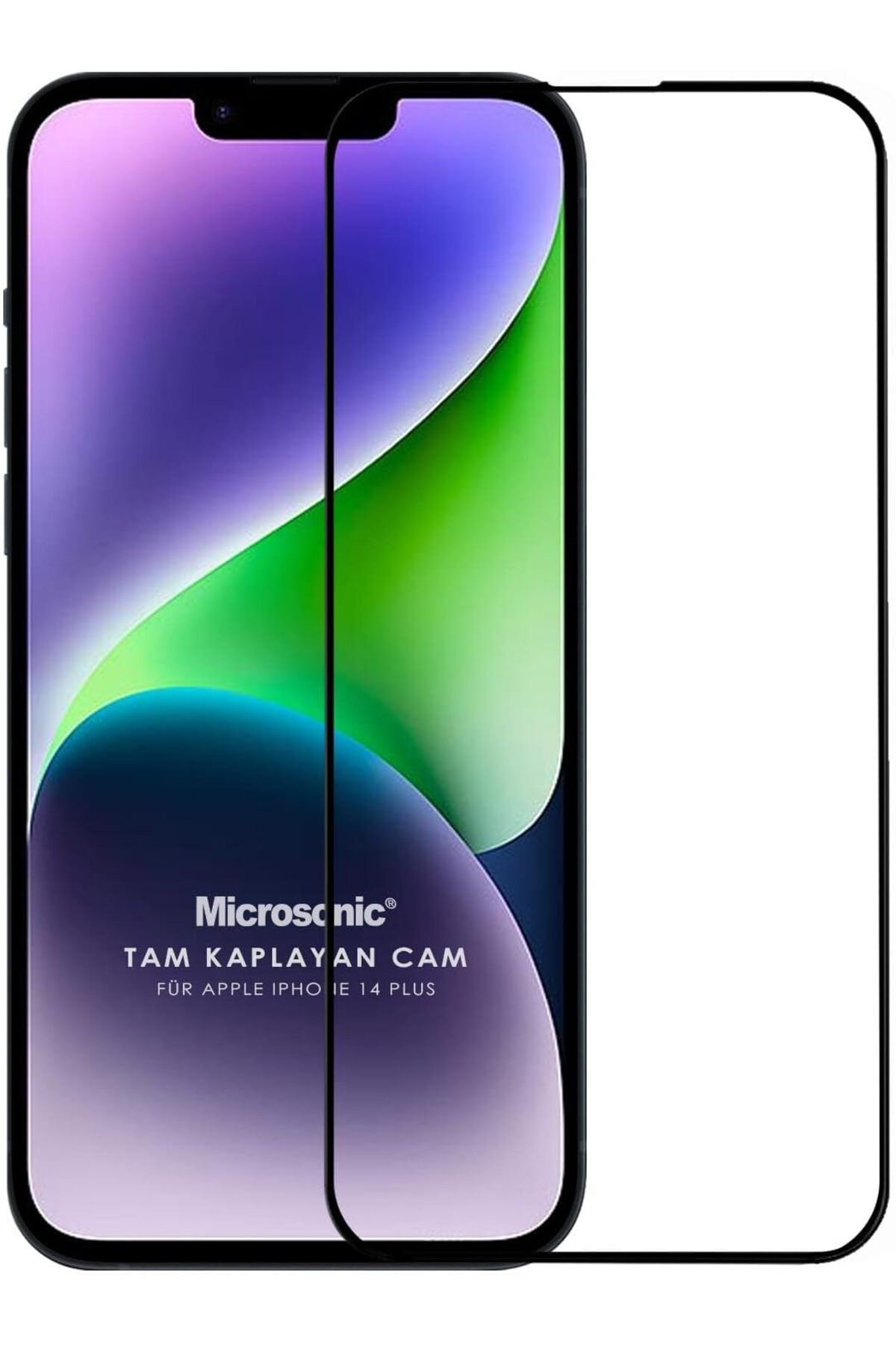 NcK Apple iPhone 14 Plus Tam Kaplayan Temperli Cam Ekran Koruyucu Siyah
