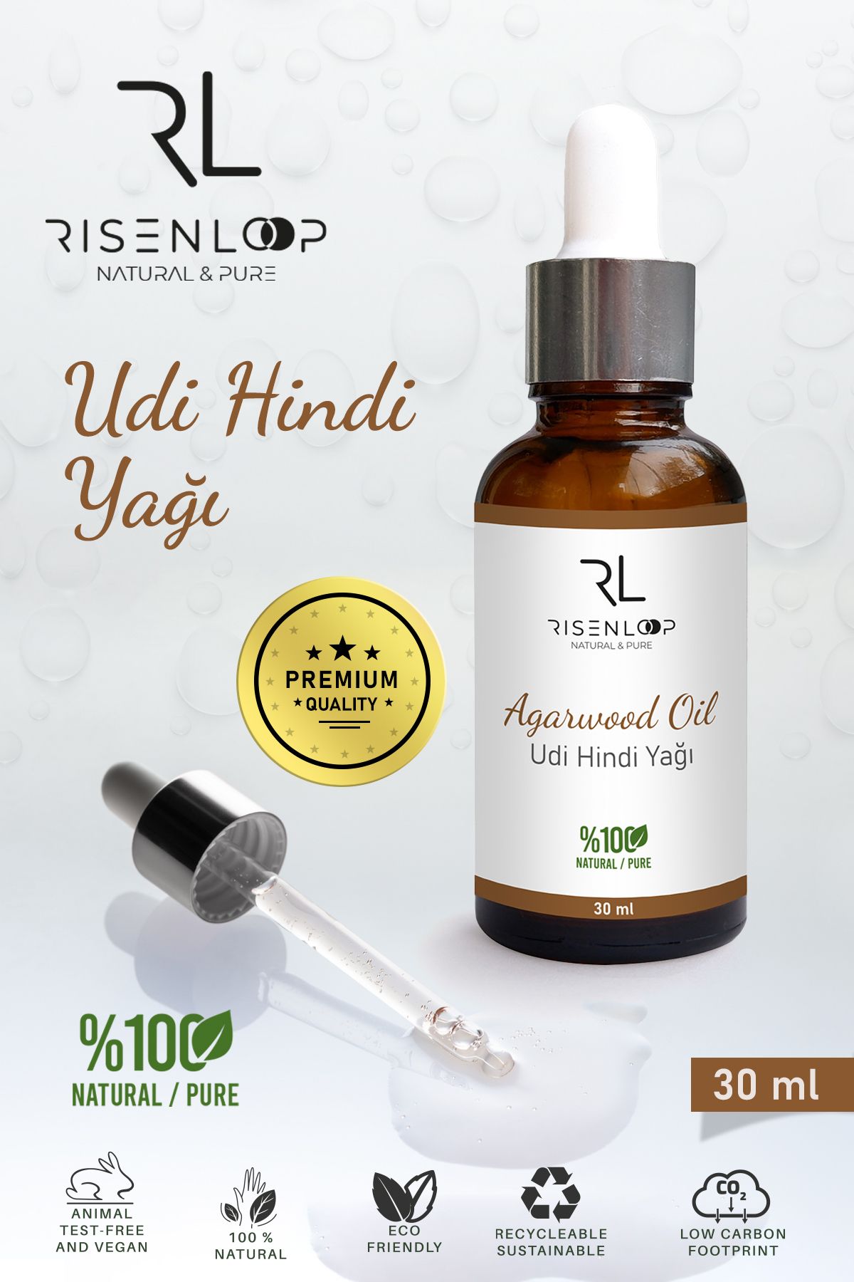 risenloop natural&pure Udi Hindi Yağı %100 Saf Doğal 30 ML