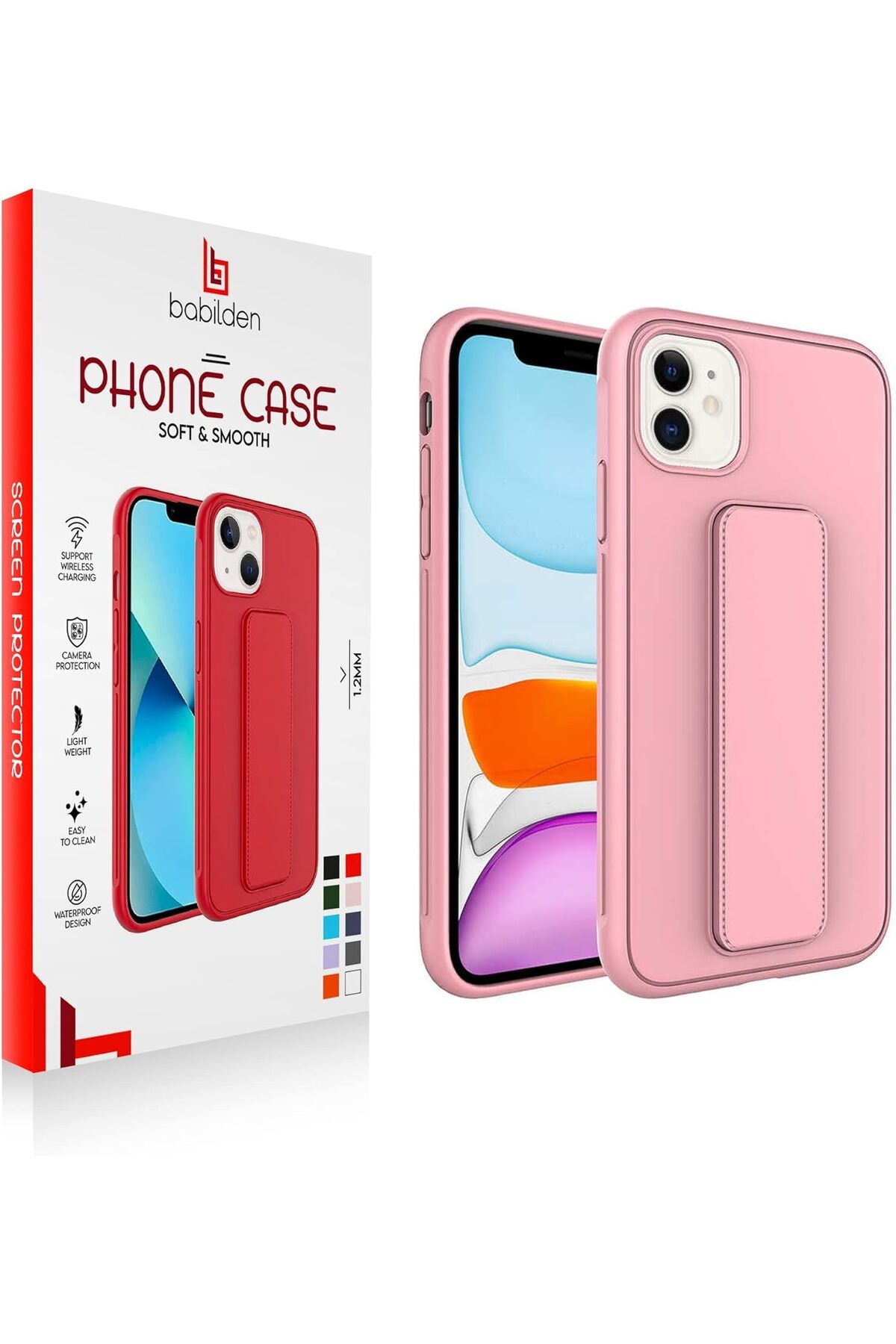 NcK iPhone Mıknatıslı Standlı Darbe Emici Ibola iPhone 11 Kılıf (Kum Pembe)