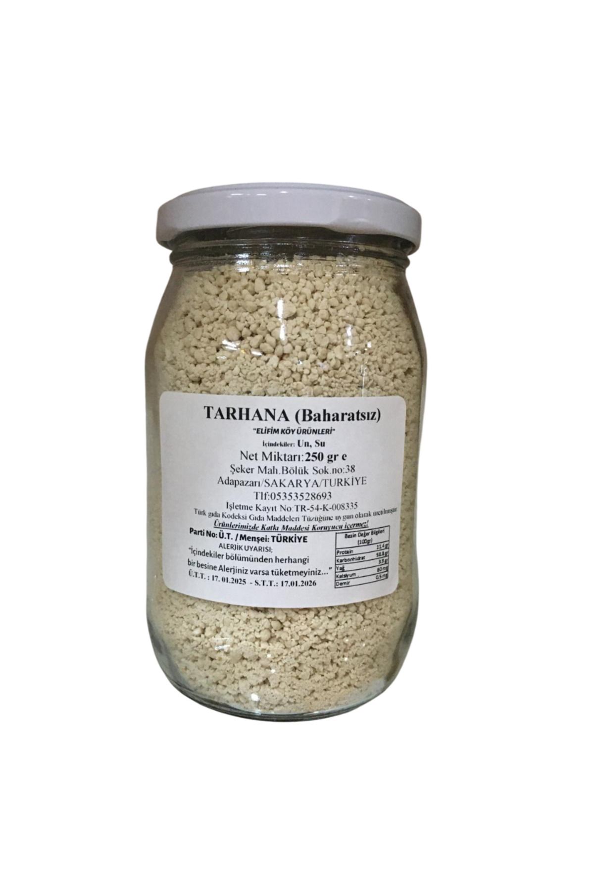 ELİFİMKÖYÜRÜNLERİ EL YAPIMI TARHANA(BAHARATSIZ, TUZSUZ VE YOĞURTSUZ)250 GR