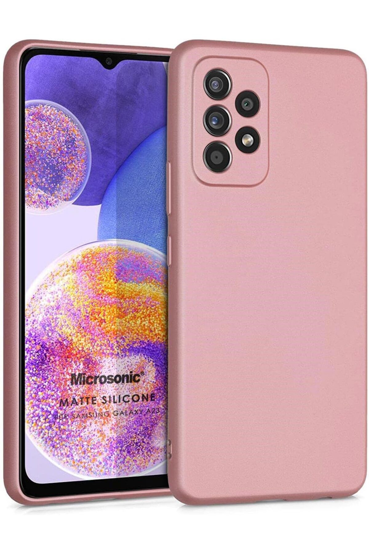 NcK Matte Silicone Samsung Galaxy A23 için Kılıf Rose Gold [Galaxy A23 ile Uyumlu Kılıf - Rose Gold]