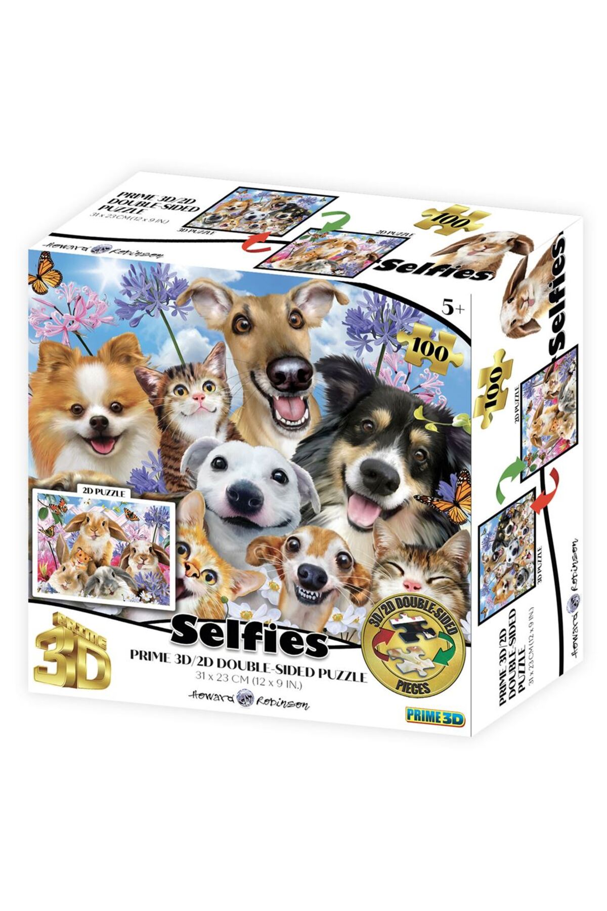 Genel Markalar Pet ve Tavşan Selfie Çift Taraflı Puzzle 100 Parça
