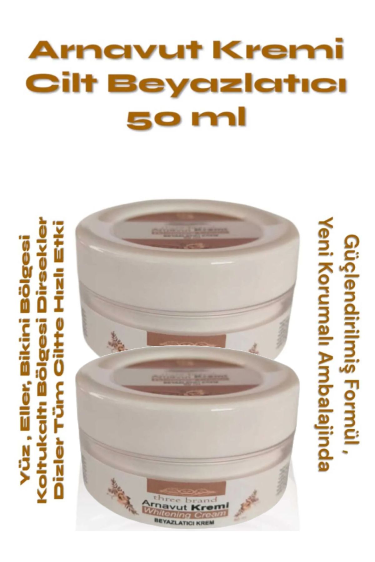 MA CREAM Three Brand Whitening Cream Arnavut Kremi 100 ml Aklık Kremi x 2 Adet