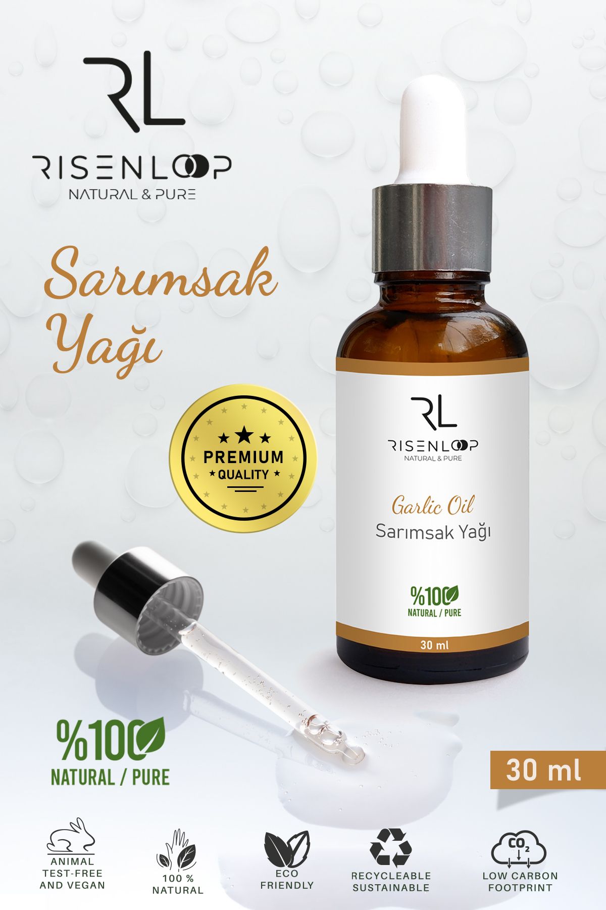 risenloop natural&pure Sarımsak Yağı %100 Saf Doğal 30 ML