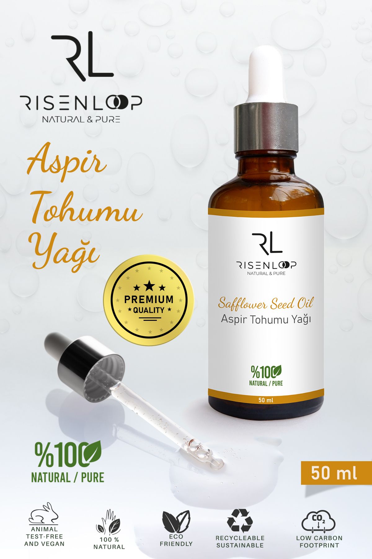 risenloop natural&pure Aspir Tohumu Yağı %100 Saf Doğal 50 ML