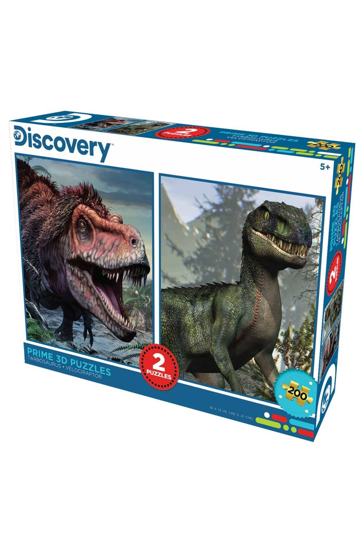Prime 3D Discovery Tarbosaurus ve Velociraptor İkili Puzzle 200 Parça ...