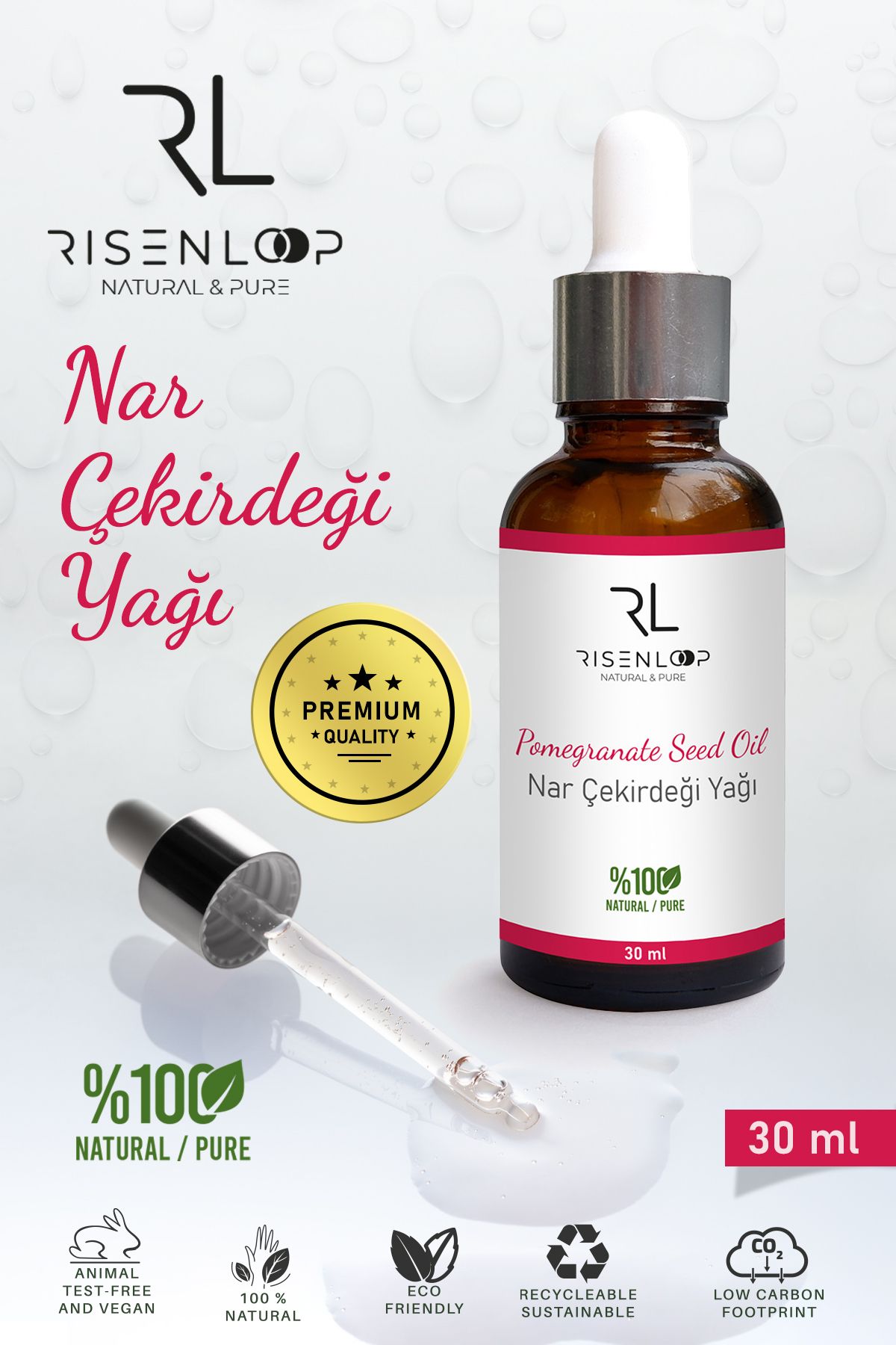 risenloop natural&pure Nar Çekirdeği Yağı %100 Saf Doğal 30 ML