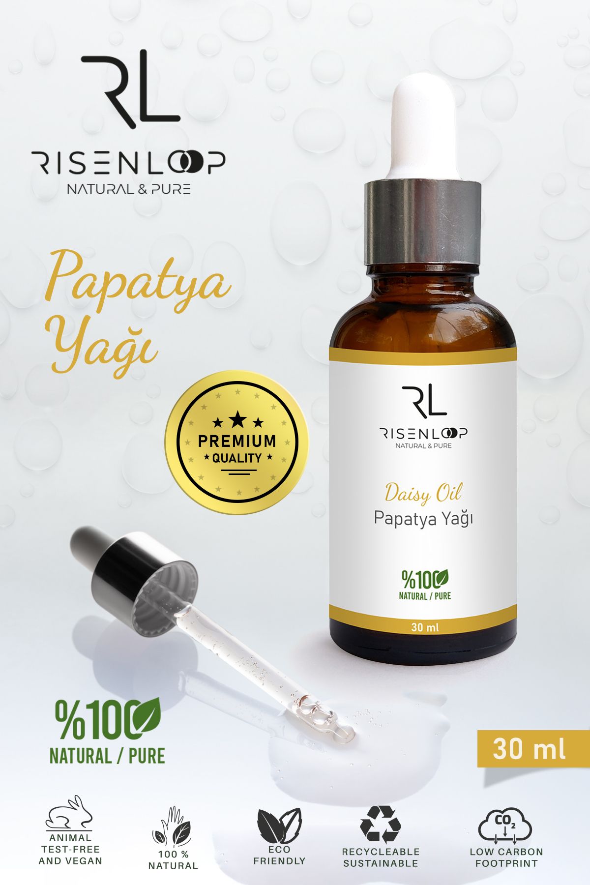 risenloop natural&pure Papatya Çiceği Yağı %100 Saf Doğal 30 ML