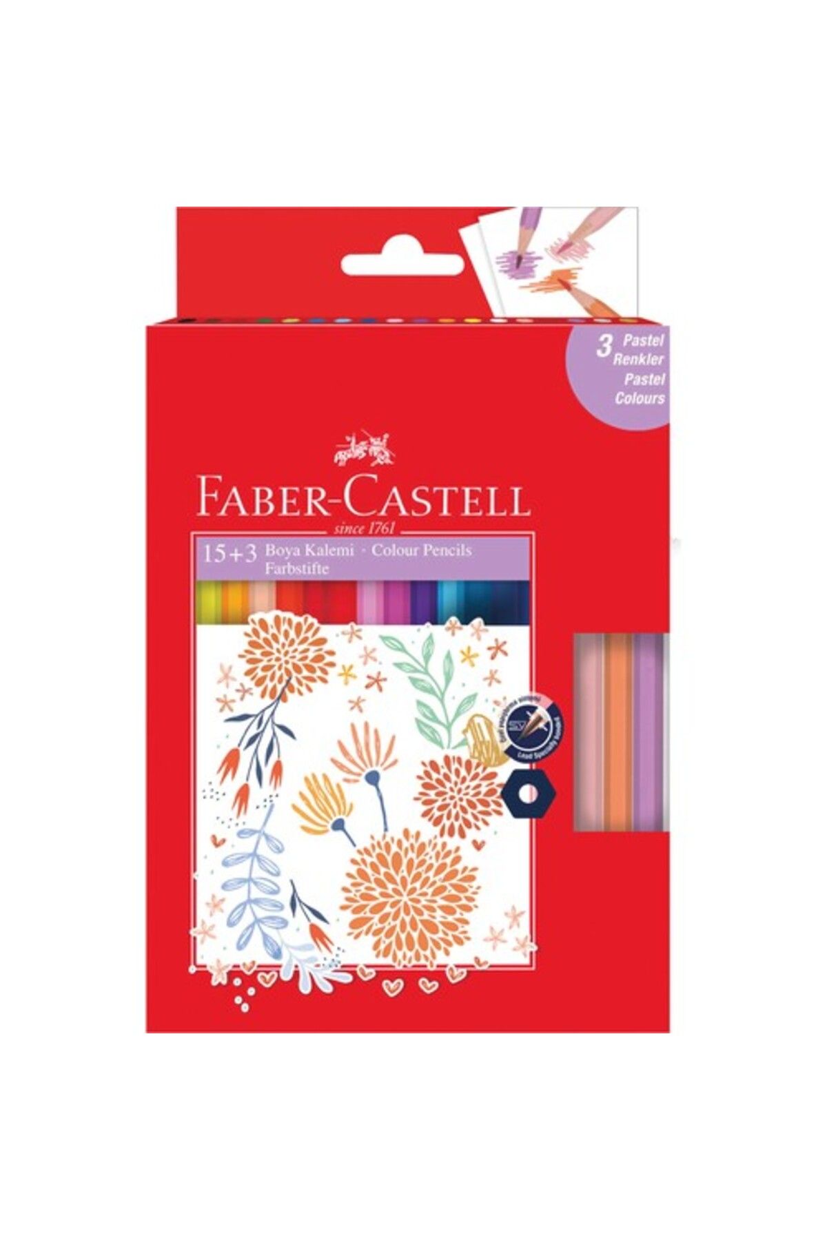 Faber Castell Kuru Boya Kalemi 15+3 Pastel Renk