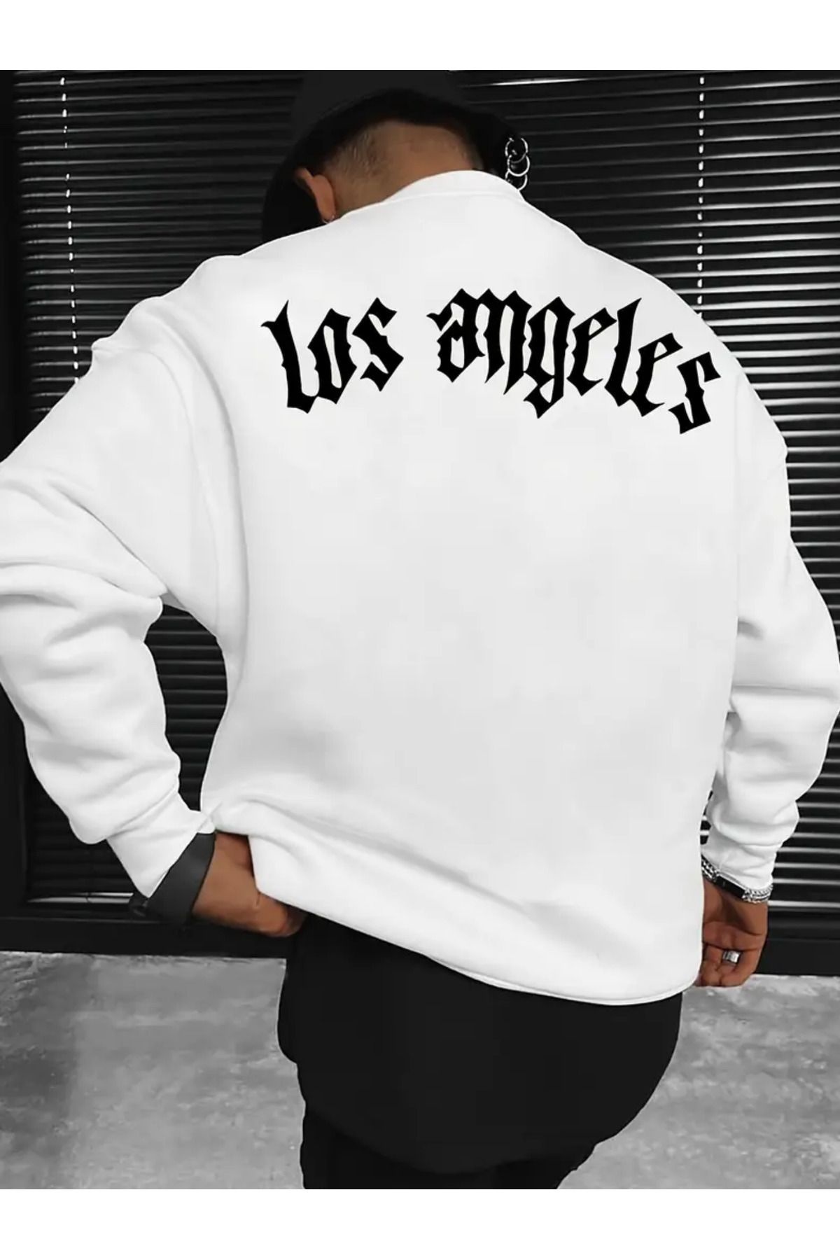 Cakkey Trend Los Angeles Baskılı Rahat Kalıp Şardonlu Erkek Sweatshirt