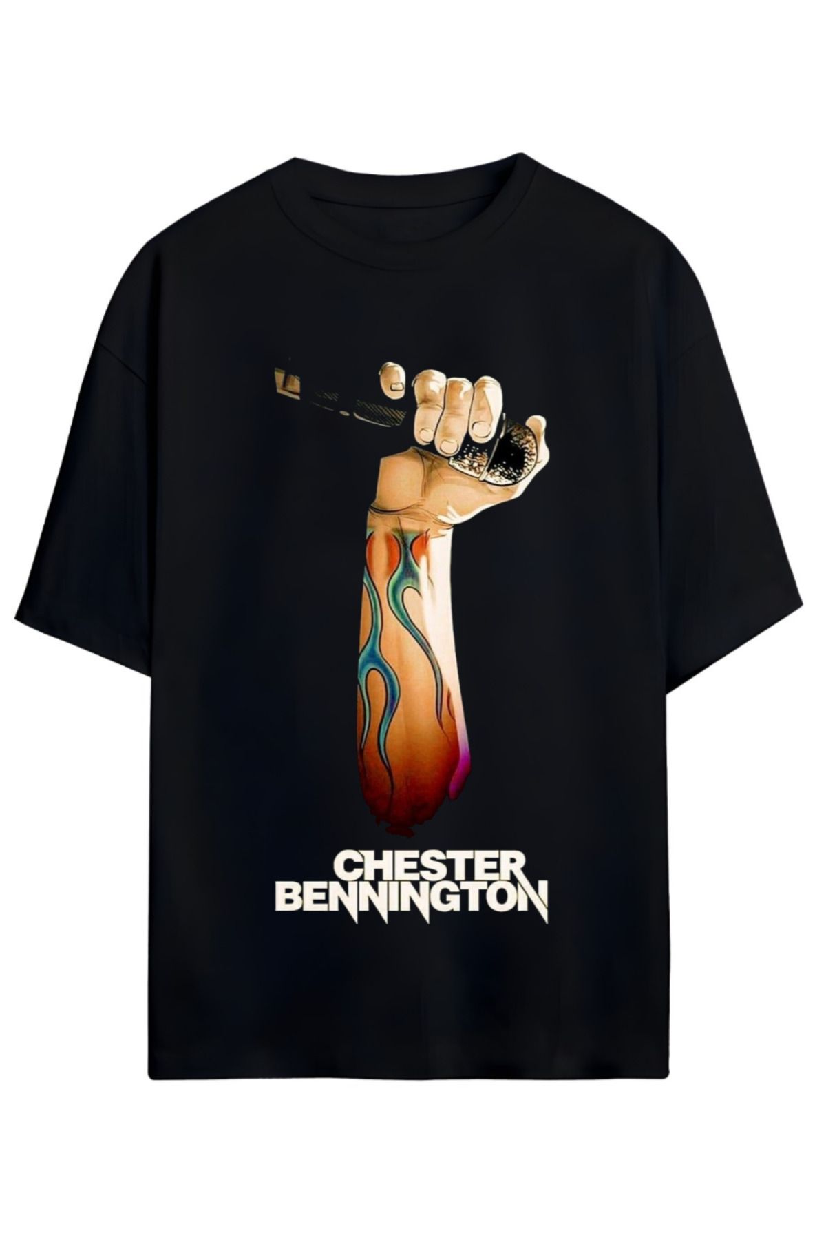 MAGORS LINKIN PARK CHESTER BENNINGTON TASARIMLI UNISEX YENİ SEZON OVERSIZE PAMUKLU  T-SHIRT