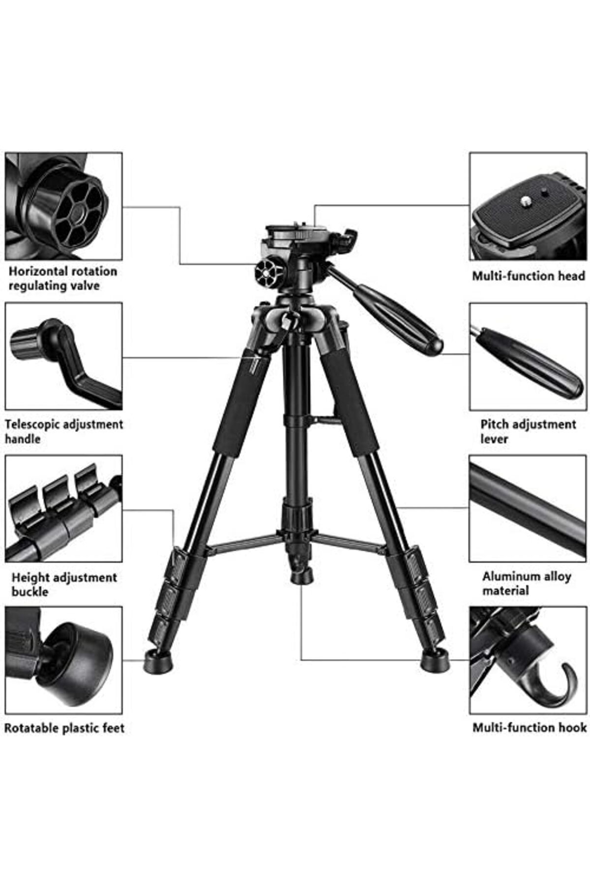 NcK Profesyonel NP-8850 Uyumlu  Kamera ve Telefon Standlı Ayarlanabilir 175cm Tripod