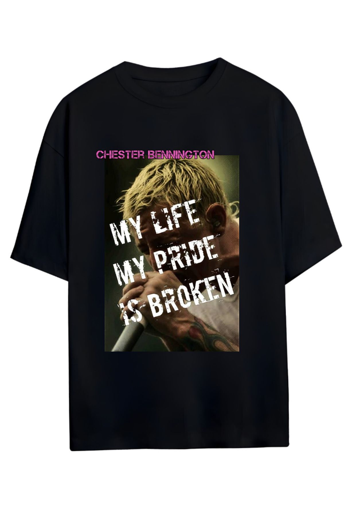 MAGORS LINKIN PARK CHESTER BENNINGTON TASARIMLI UNISEX YENİ SEZON OVERSIZE PAMUKLU  T-SHIRT