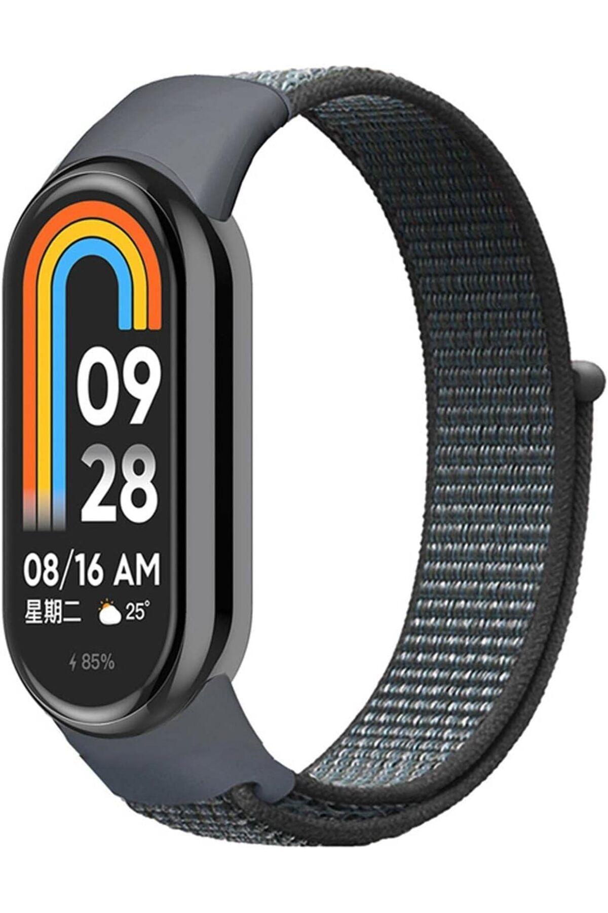 NcK Xiaomi Mi Band 8 için Hasırlı Kordon Woven Sport Loop Gri