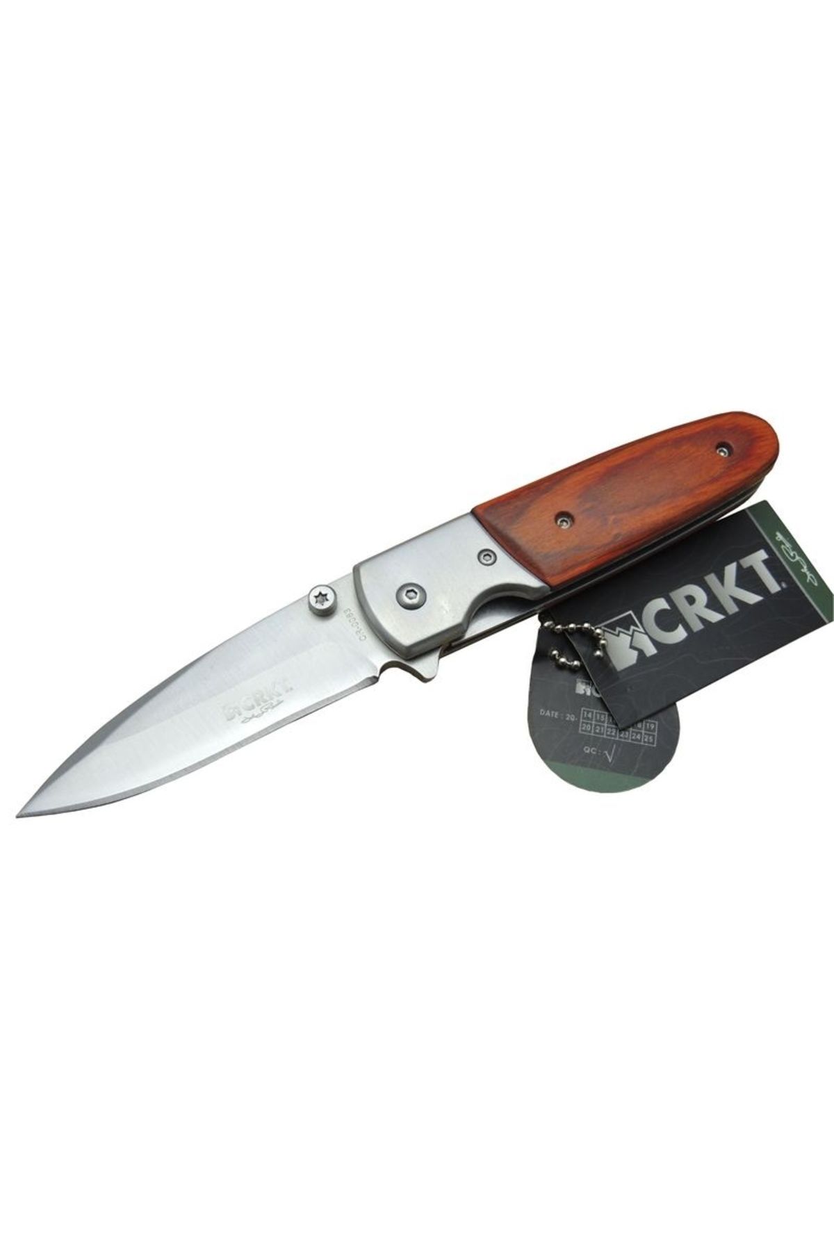 evimdeyokyok CRKT CR 0083 RD Kamp Çakı 16,5 cm - Ahşap Sap, Otomatik, Kılıflı, Kutulu TdrTR