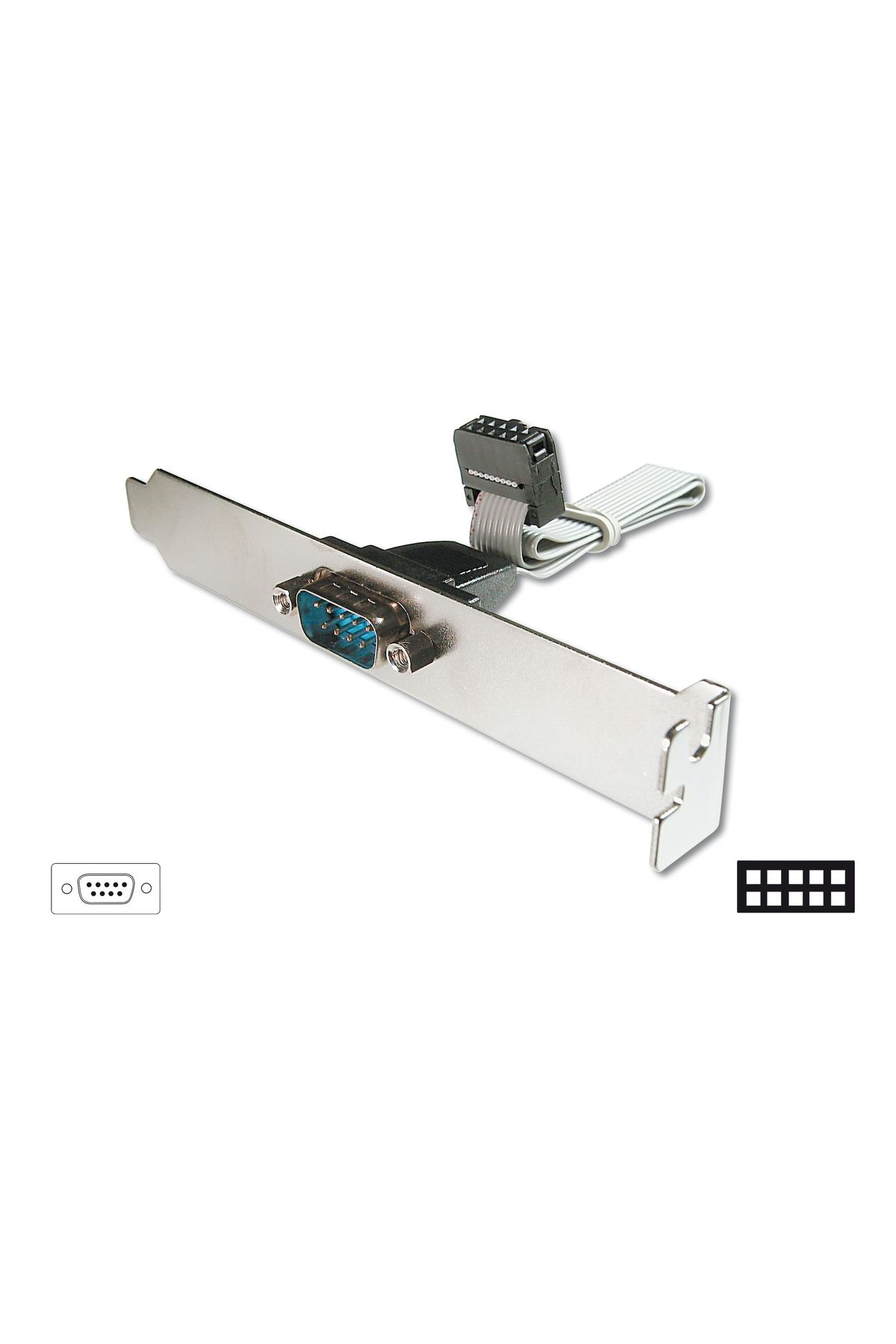 evimdeyokyok Seri Tip Slot Bracket Bağlantı Kablosu, D-Sub9 Erkek - IDC 2x5pin Dişi, 0.25 metre, UL, bej renk Tdr