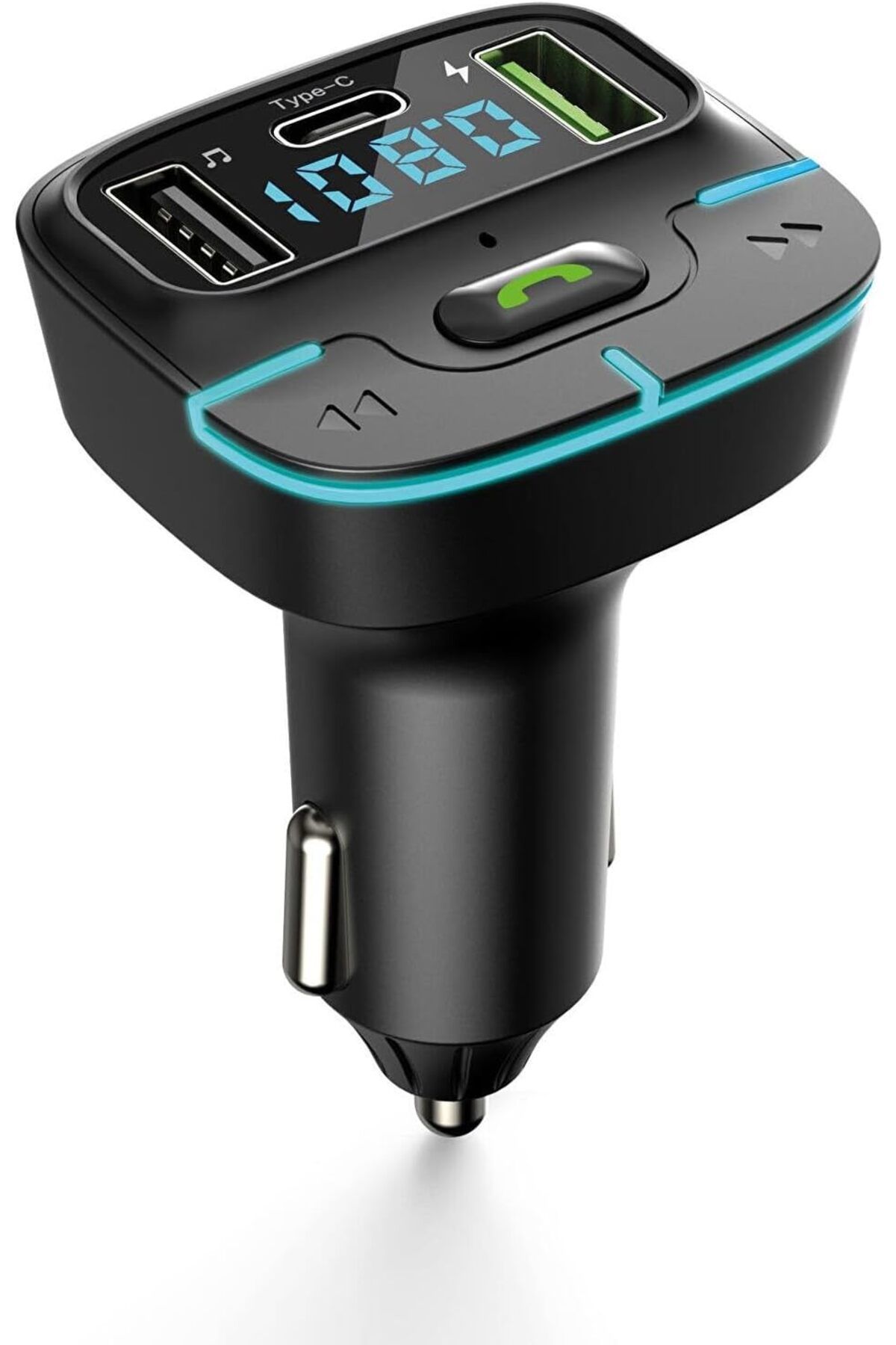 NcK F9 Araç Fm Transmitter 5.3 Bluetooth Araç Kiti Usb Type-C Hızlı Şarj Çıkışlı Çakmaklık Girişli