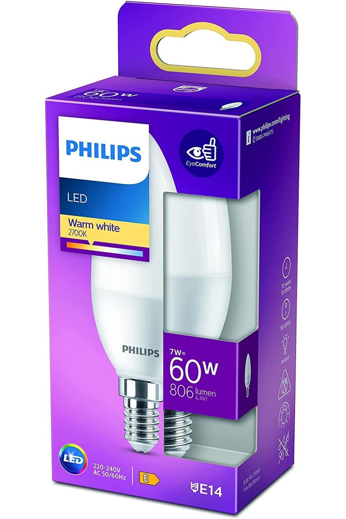 NcK LED 60W B38 E14 Mum Tipi Sarı Işık Dim Edilmez Ampul