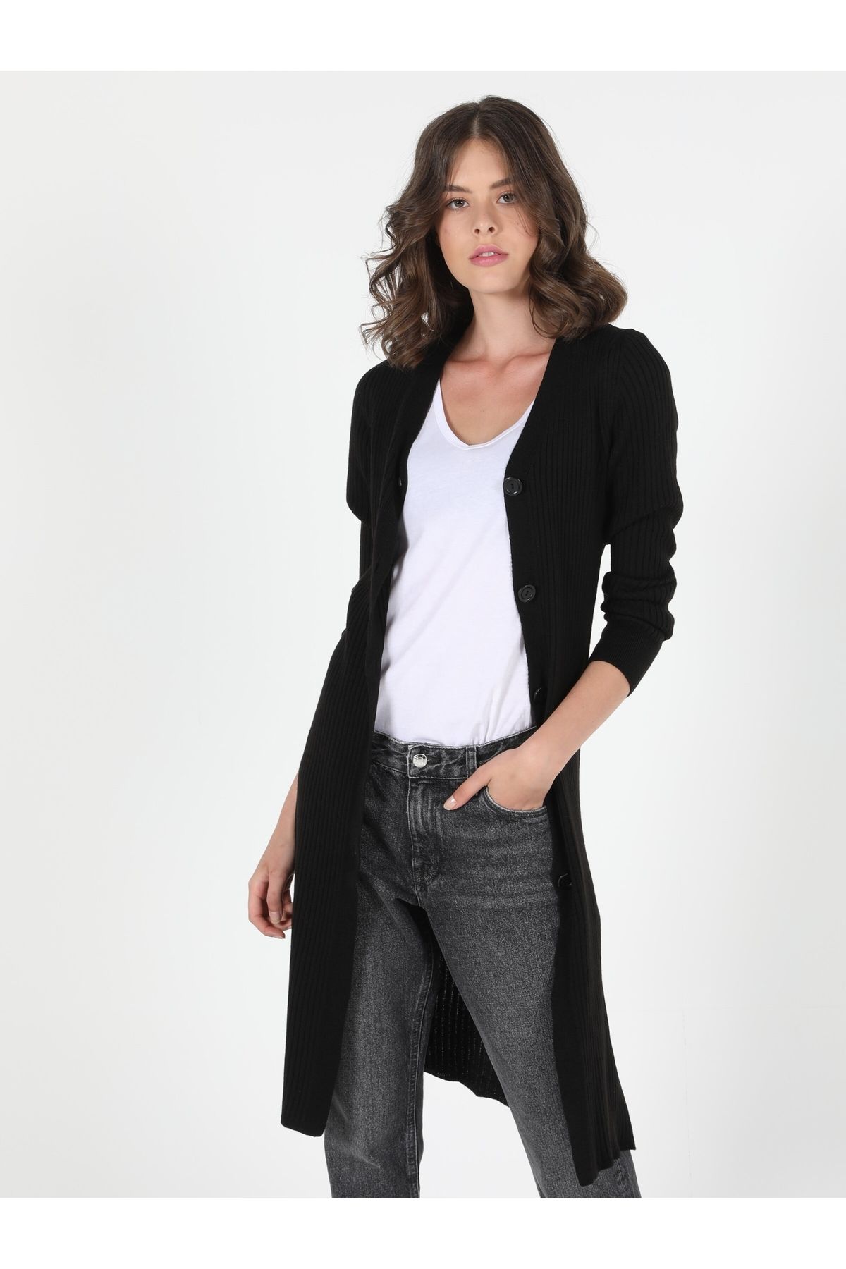 Colin's-Black Slim Fit Women's Cardigan - Cl 1050577 7