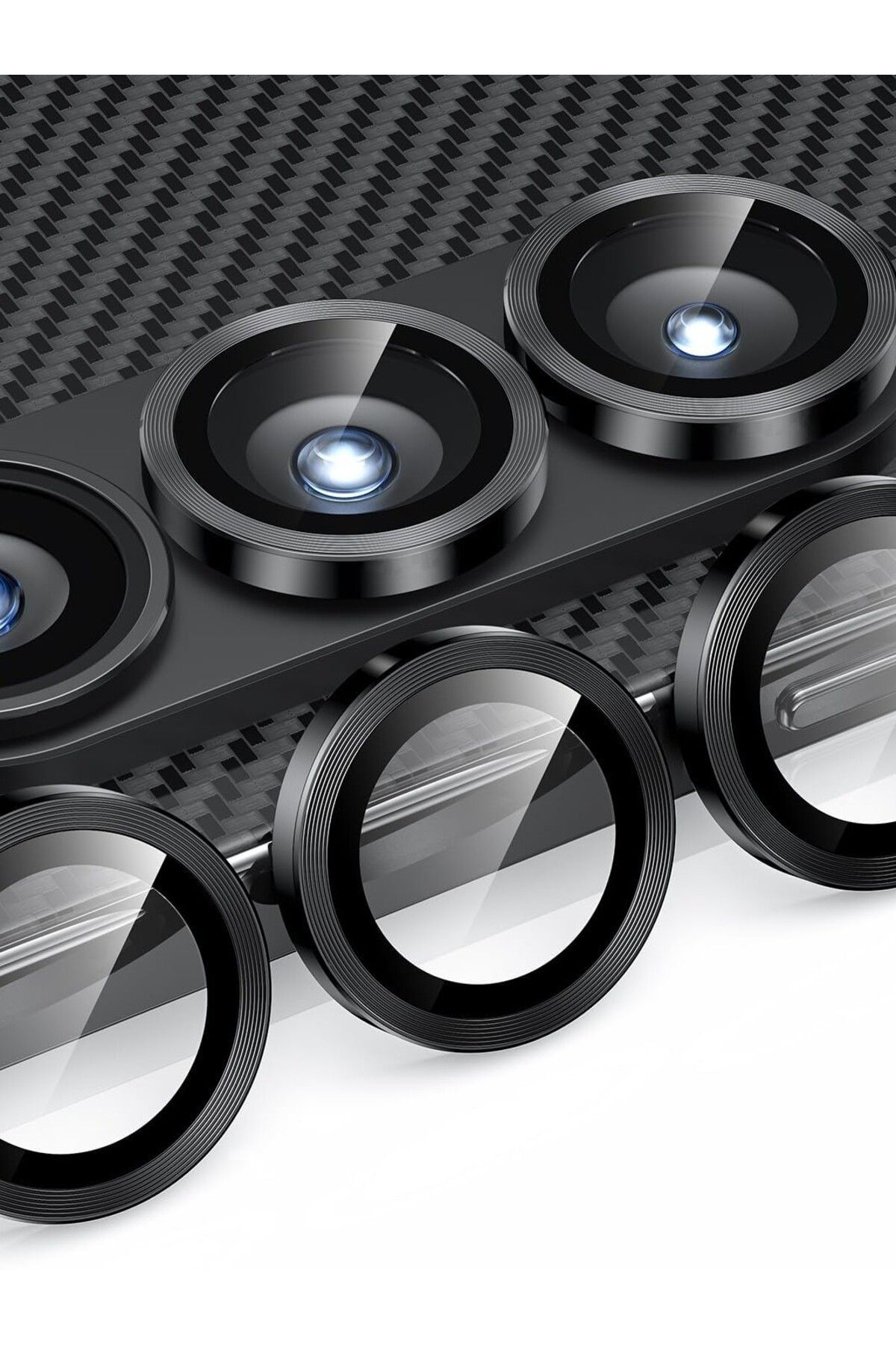 Choice-Samsung Z Fold 4 Black Ring Cover 3Pcs Camera Lens Film Back Tempered Glass For Samsung Z Fold 4 5 6 7