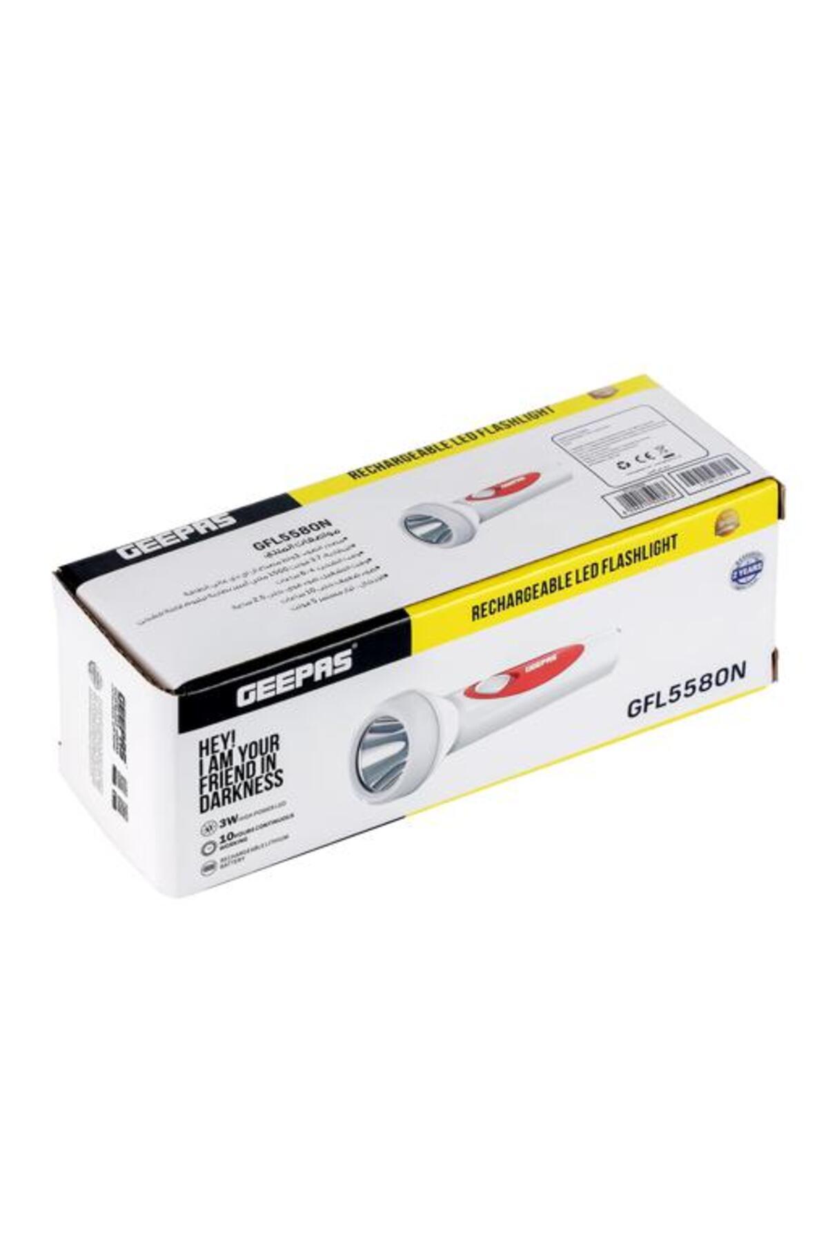 Geepas-Rechargeable LED Flashlight- Rechargeable Lithium Battery and Easy to Use 7
