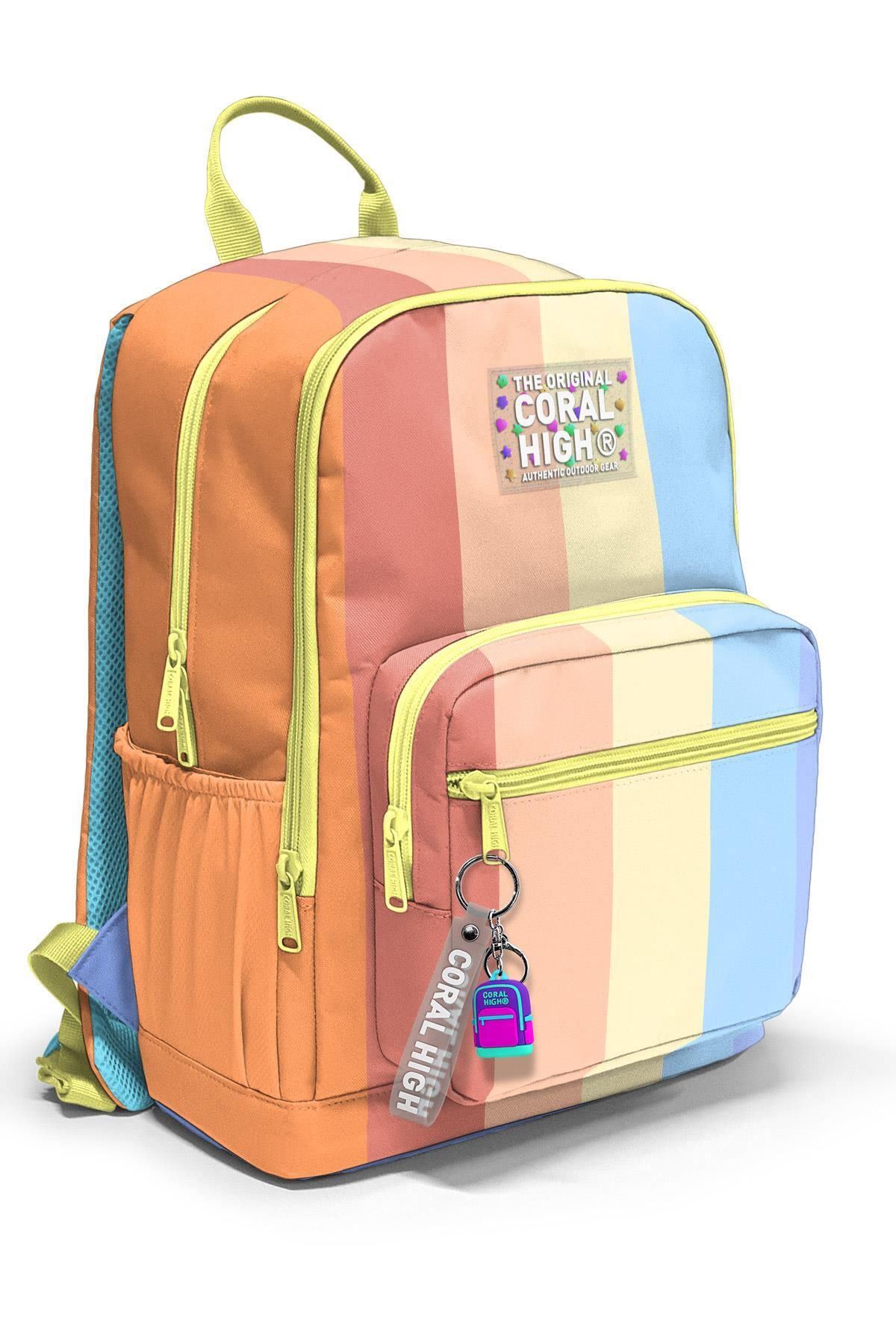 Coral High Rucsac De Școală Cu Dungi Colorate 23680 Femeie - One Size