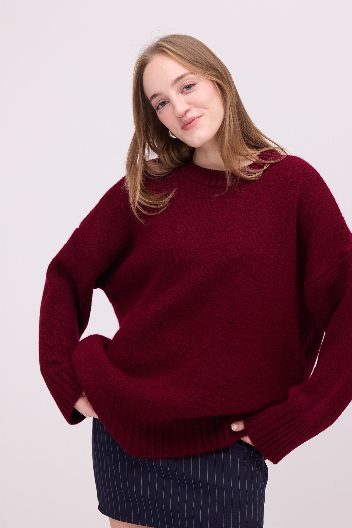 Addax-Crew Neck Basic Knitwear Sweater K2217-C3 4