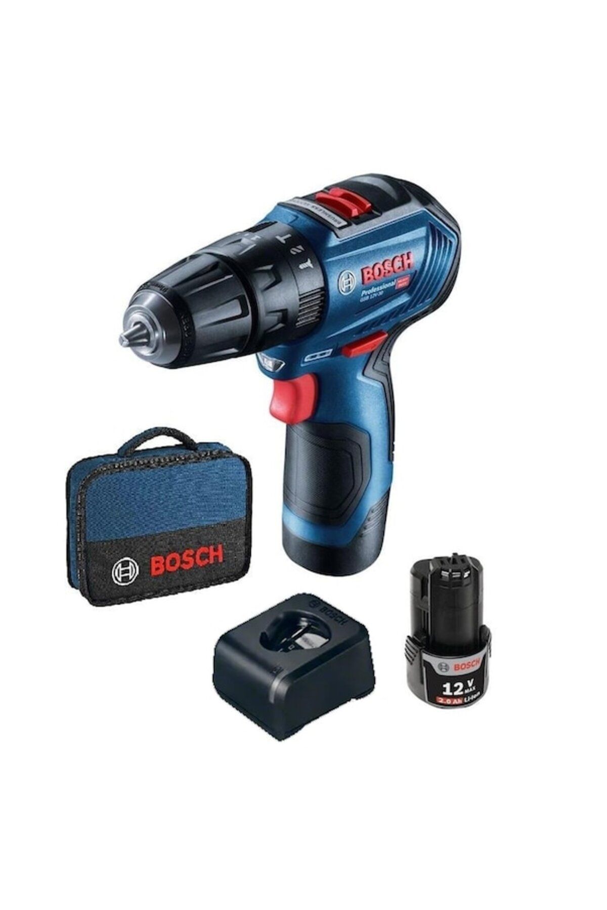 Bosch Professional GSB 12v-30 Çift Akülü 2AH Darbeli Vidalama Makinesi (Çift Akülü)