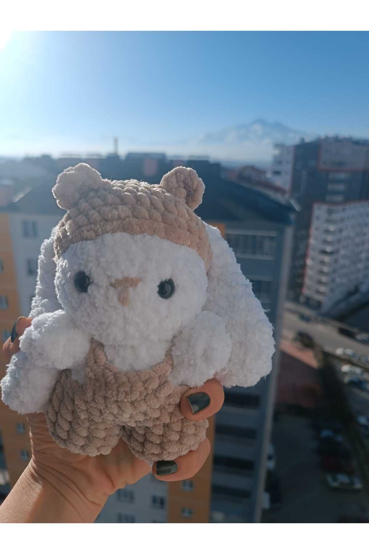 HelenDefne Amigurumi Uzun Kulak Sevimli Ayıcık kostümlü Tavşan Yeni Doğan  Uyku Arkadaşı Sevgili Hediyesi