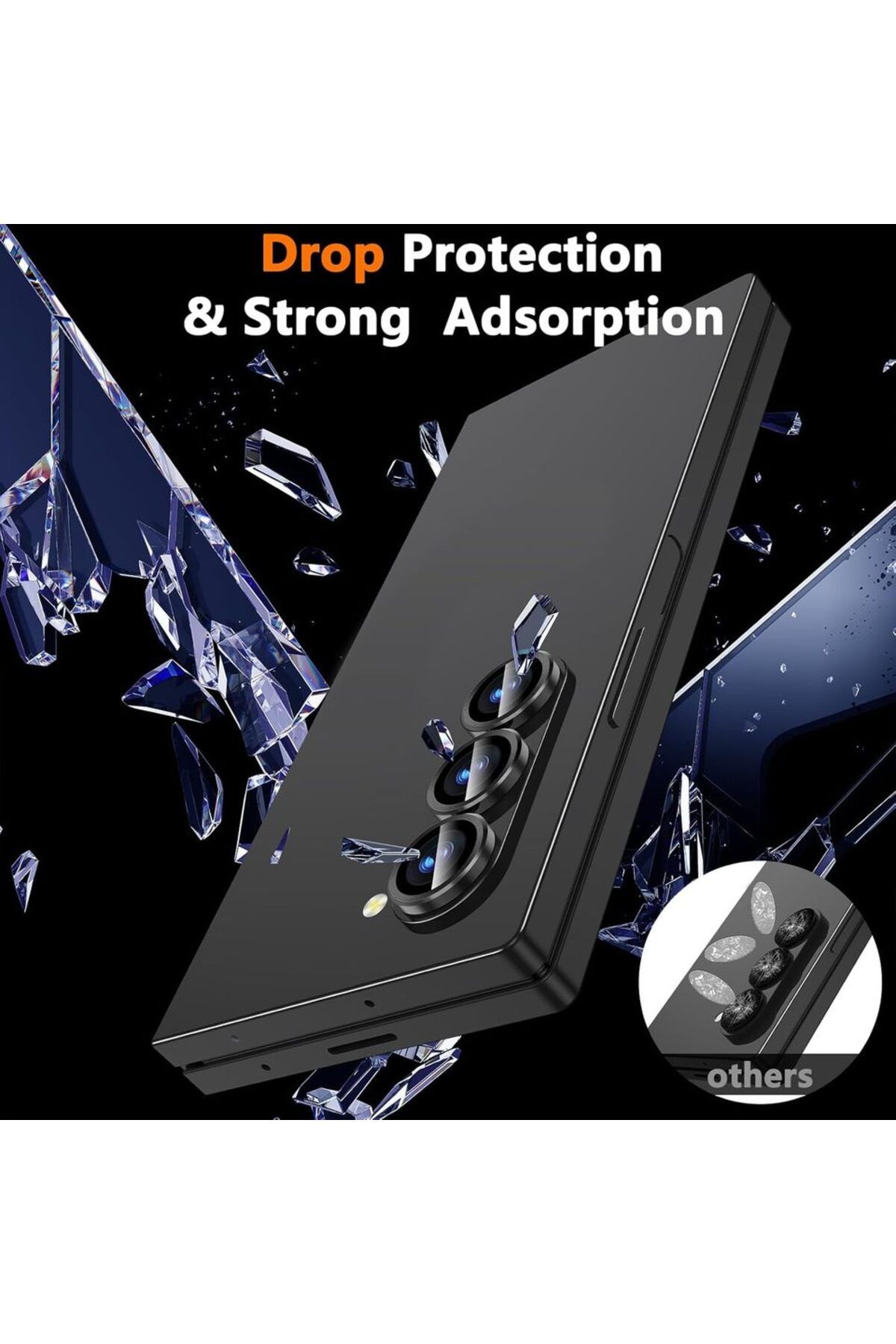 Choice-Samsung Z Fold 4 Black Ring Cover 3Pcs Camera Lens Film Back Tempered Glass For Samsung Z Fold 4 5 6 3