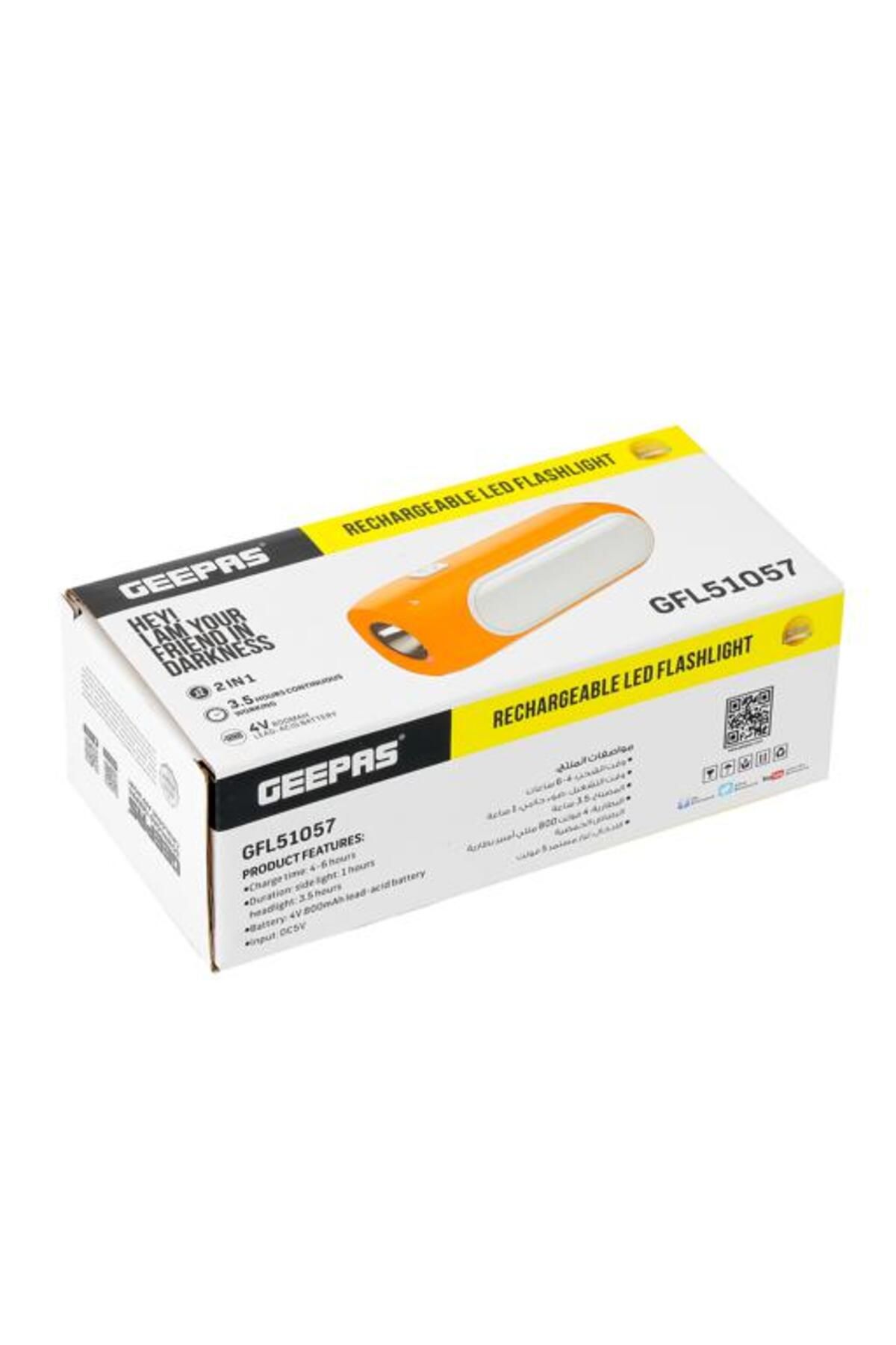 Geepas-Rechargeable LED Flashlight- Perfect for Indoor and Outdoor Use, 3.5 Hours Continuous Working 7