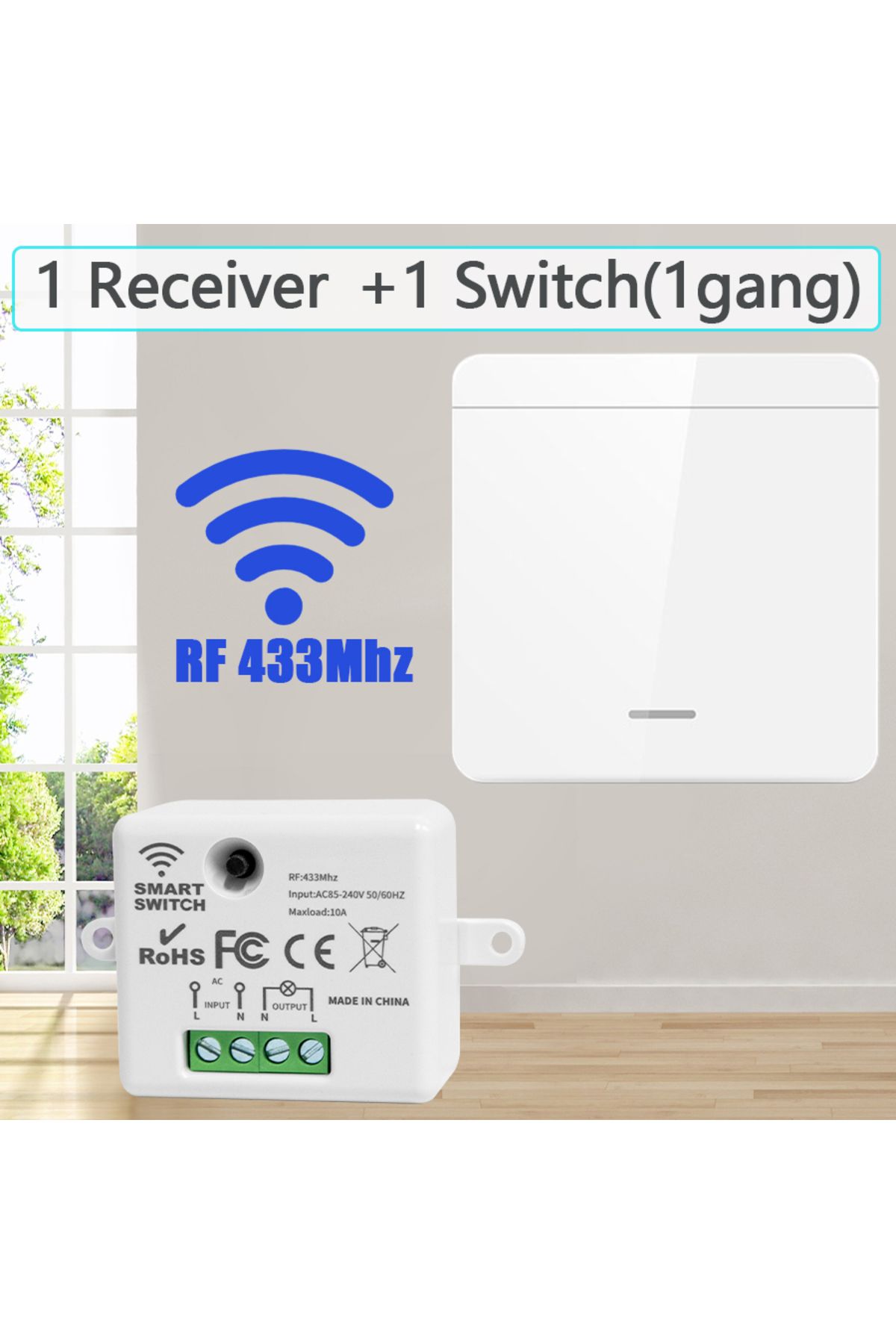 LOLGOOD-1 Receiver 1switch Wireless Smart Switch Light Rf 433mhz 1/2/3gang 86 Wall Panel Switch With Remote 1