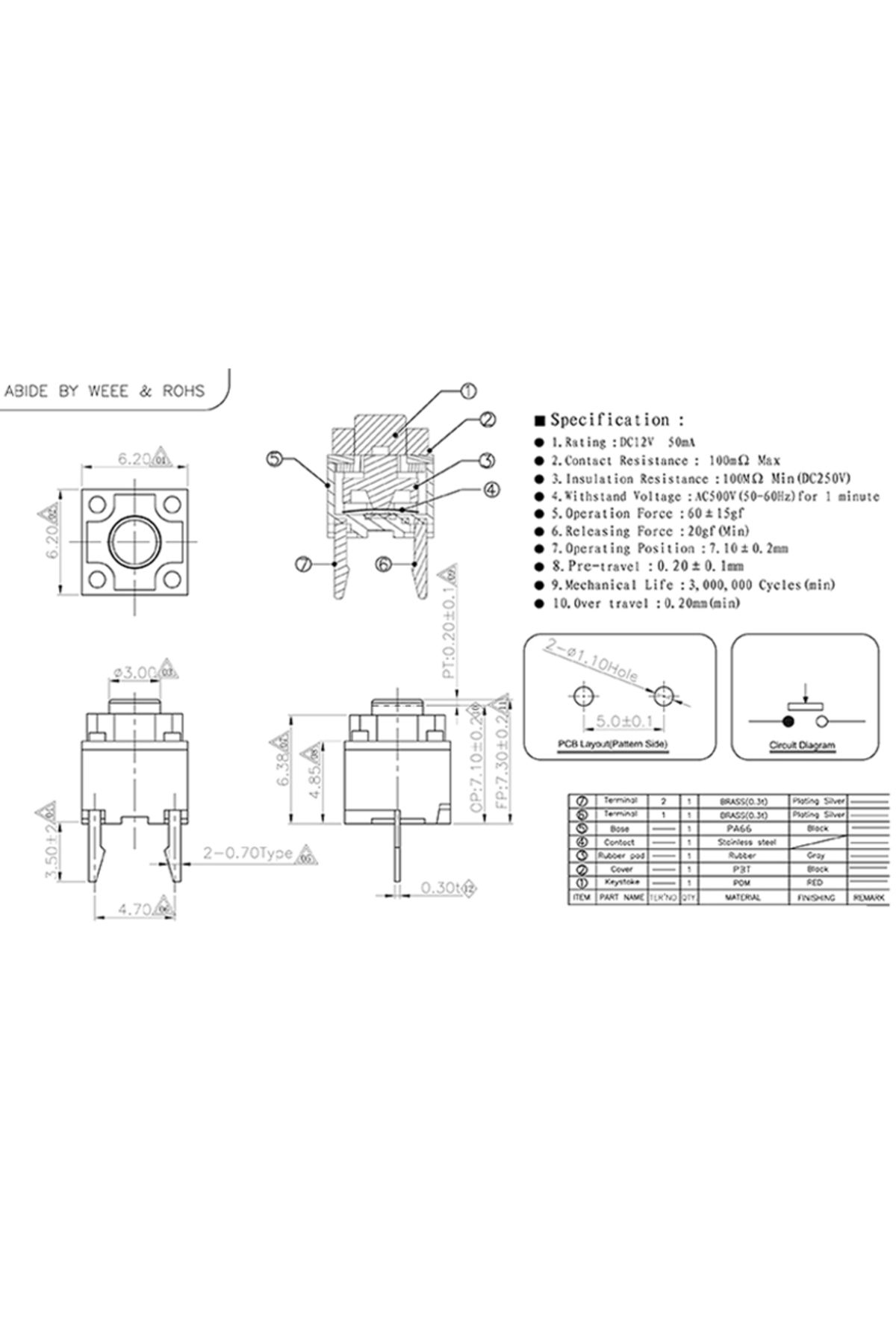 Choice-10pcs/set Kailh Mute Button 6*6*7.3 Silent Switch Wireless Mouse Wired Micro 6x6x7.3mm 6