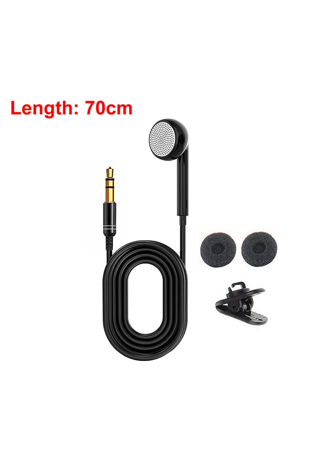 Choice-Black(70CM) 3.5mm High End Single Side Mono Earphone Mono Wired Headset For Mobile Phone Mp3 Radio 1