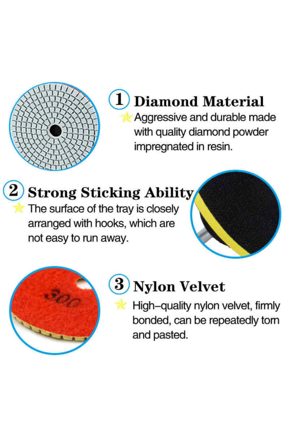 WIDEEP-16pcs 4 inch 100mm Diamond Polishing Pads Kit Wet/Dry for Granite Stone Concrete Marble Polishing... 3