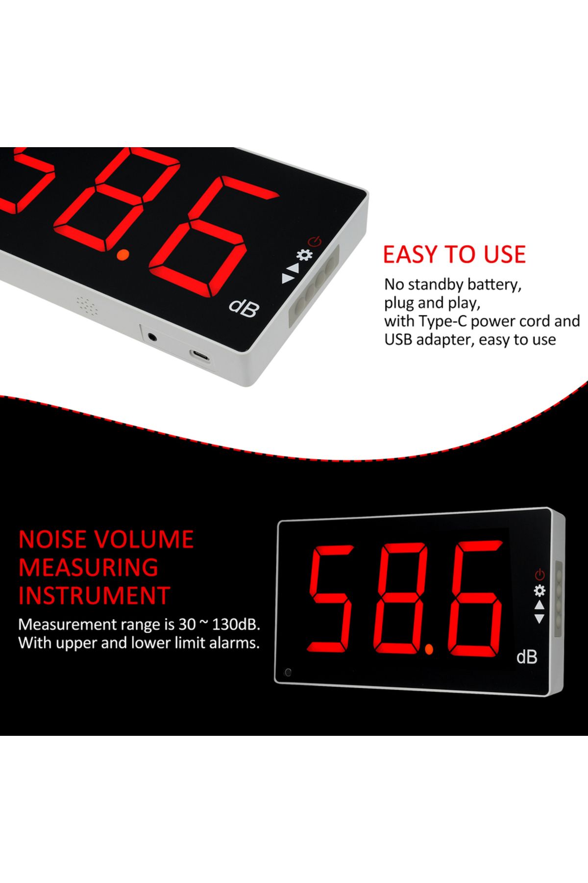 Choice-Sound Level Meter with Large LCD Screen Wall Mounted Digital Sound Level Meter Digital Noise Mete... 6