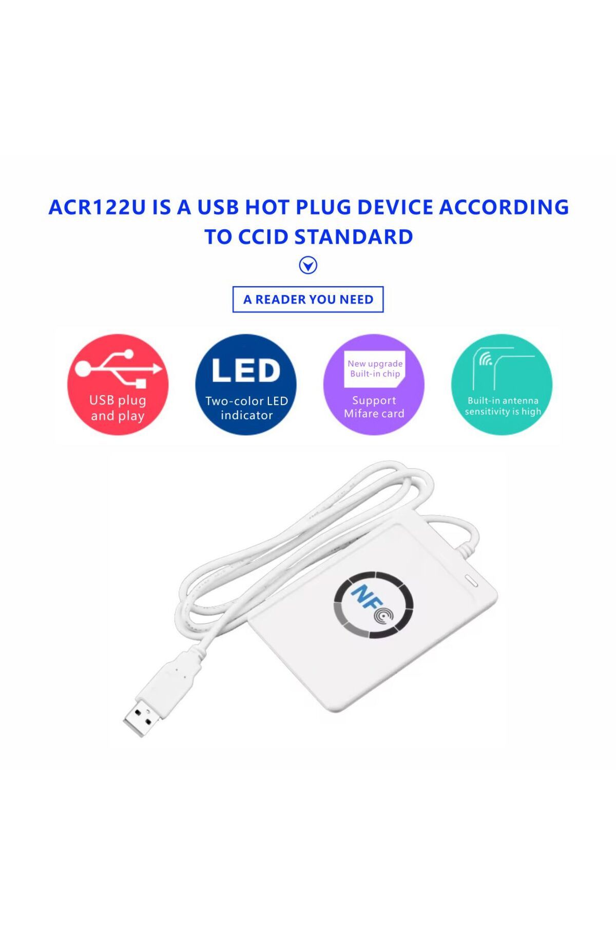 Choice-ACR122U RFID IC Smart Card Reader Contactless Writer Copier Duplicator Writable Clone NFC USB S50... 2