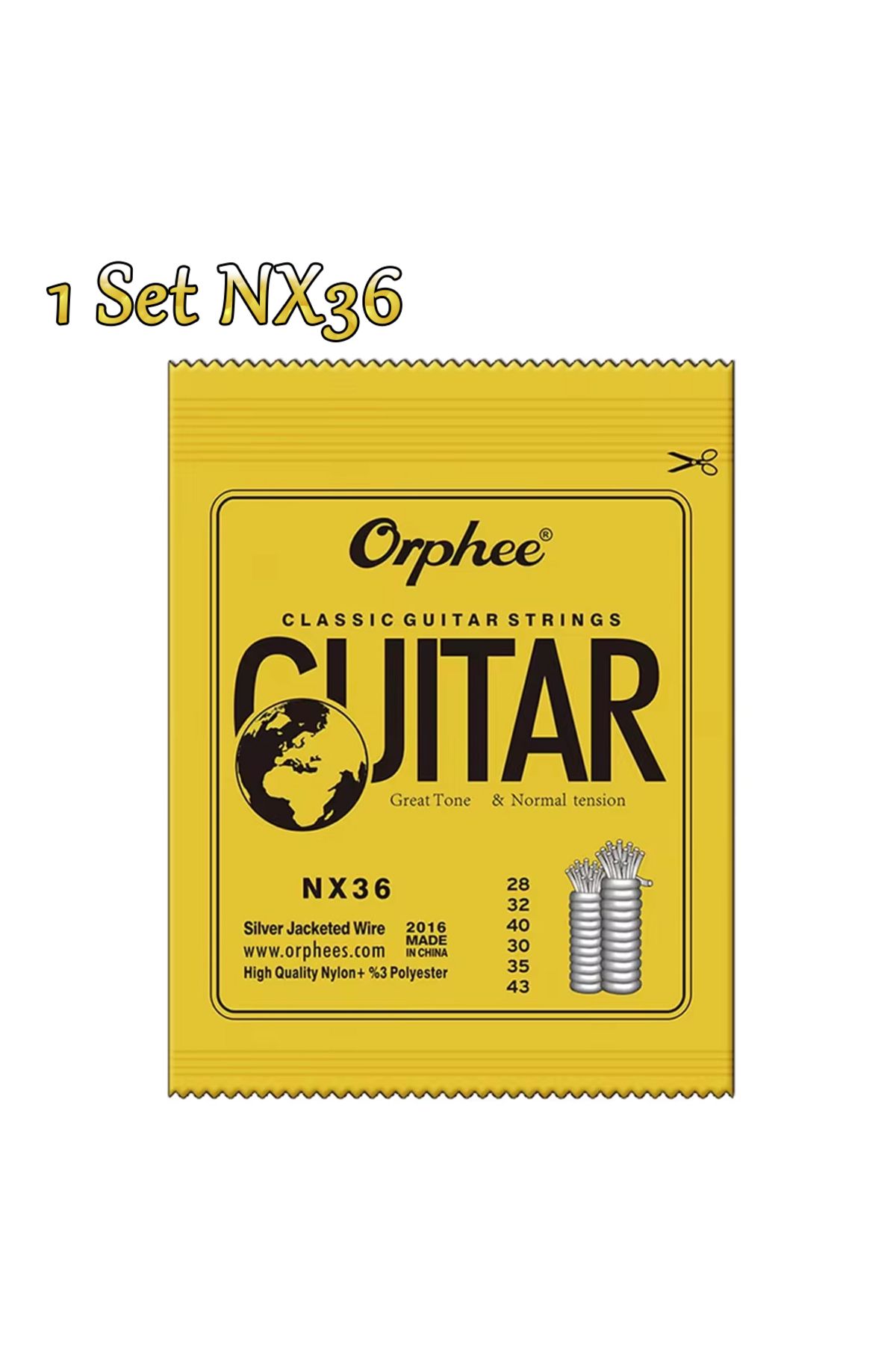 Orphee-1 Set Nx36 10/50 Set Classical Guitar Strings Silver Plated Wire Nylon Strings Nx Series 6pcs 1