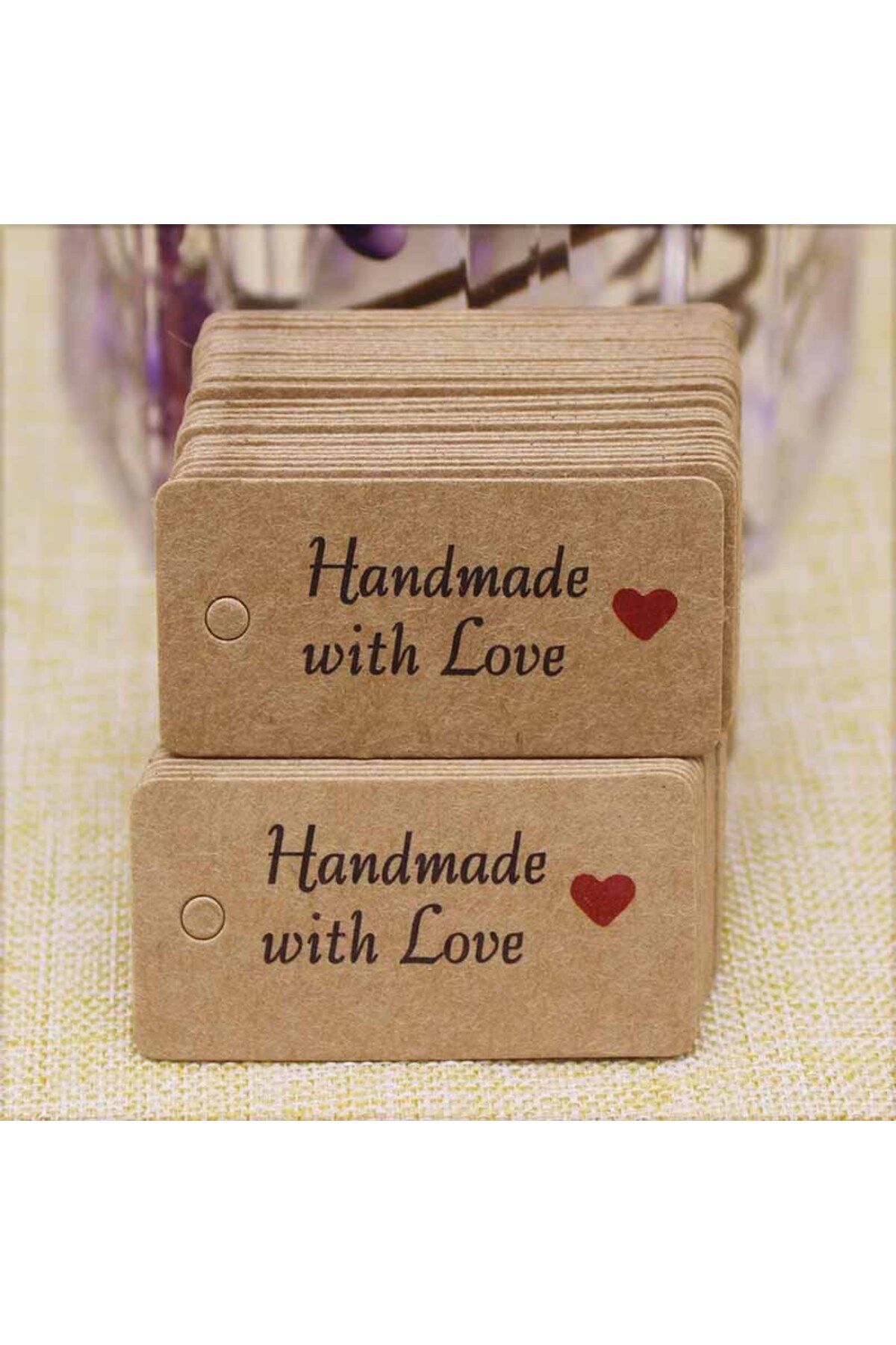 Choice-100tag K-hdwl 100pcs Kraft Paper Tags With Strings Handmade With Love Hang Tags Garment Tags For Can 1