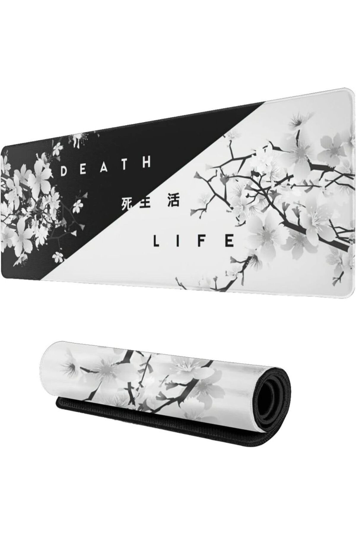 CSMY-30x60cm Black and White Cherry Blossom Gaming Mouse Pad 900x400 XL Extended Large Mouse Mat Desk Pad 1