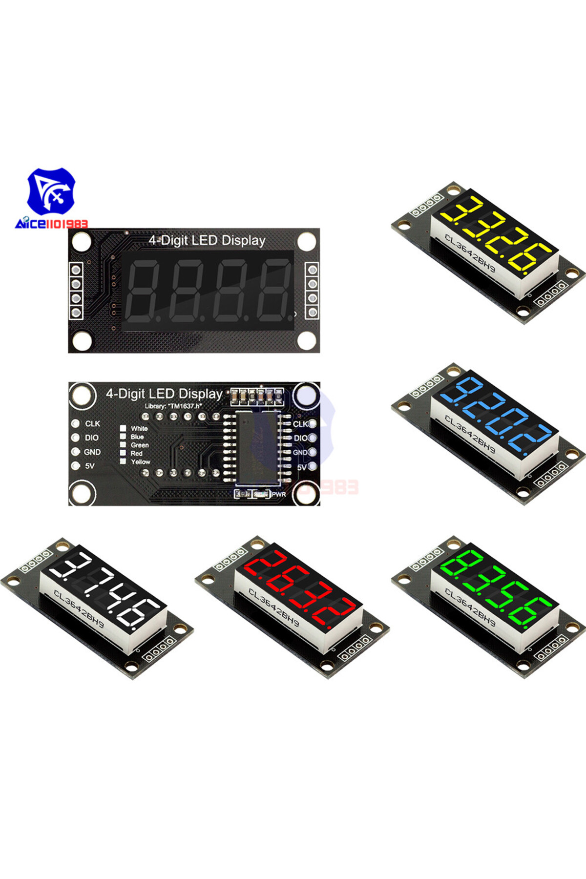 Choice Green Tm1637 0 36 4 Bit Led Digital Tube Display 7 Segments Red ...
