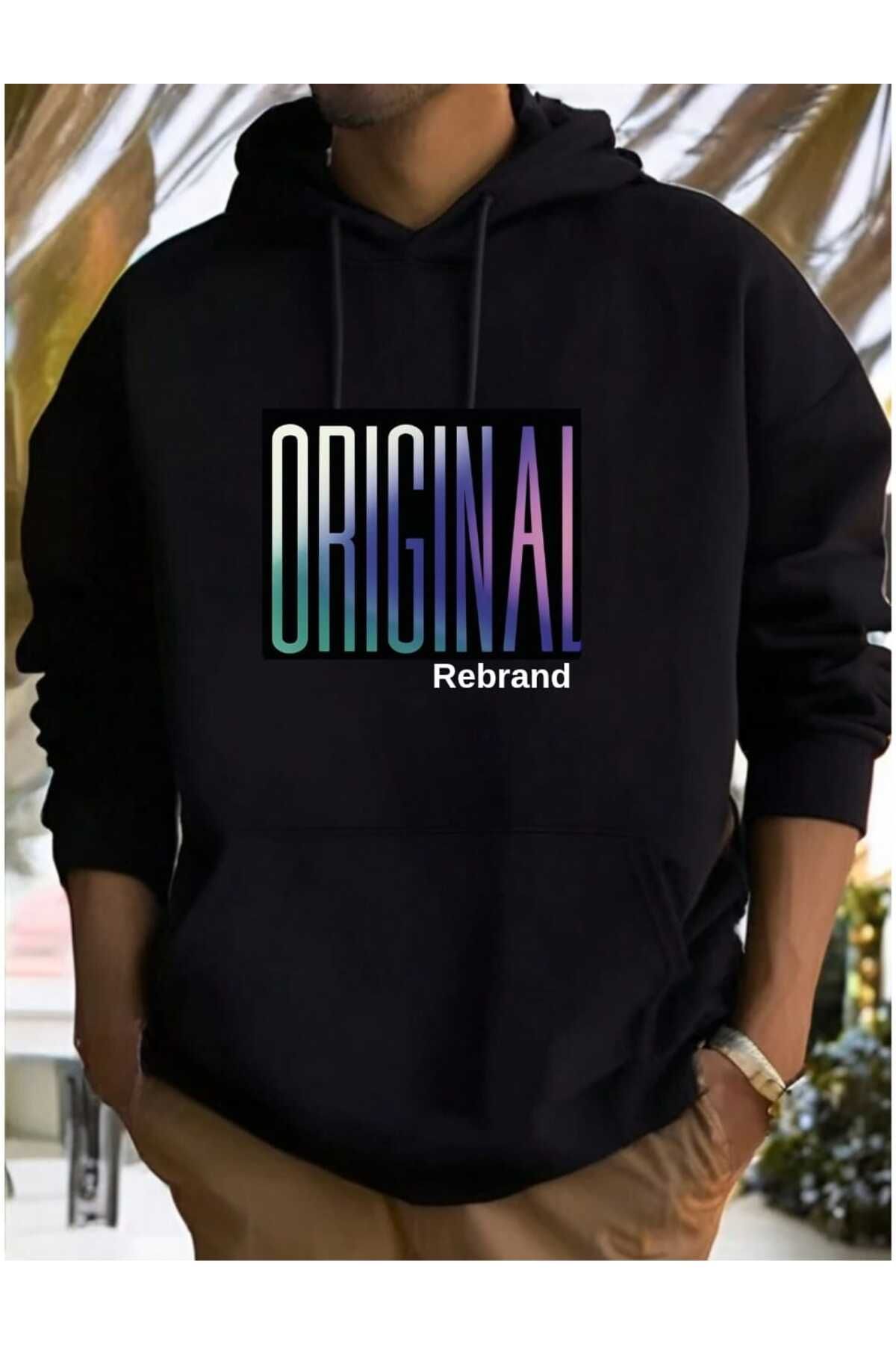 REBRAND Unisex Baskılı Sweatshirt Oversize Kapşonlu Yeni Tasarim