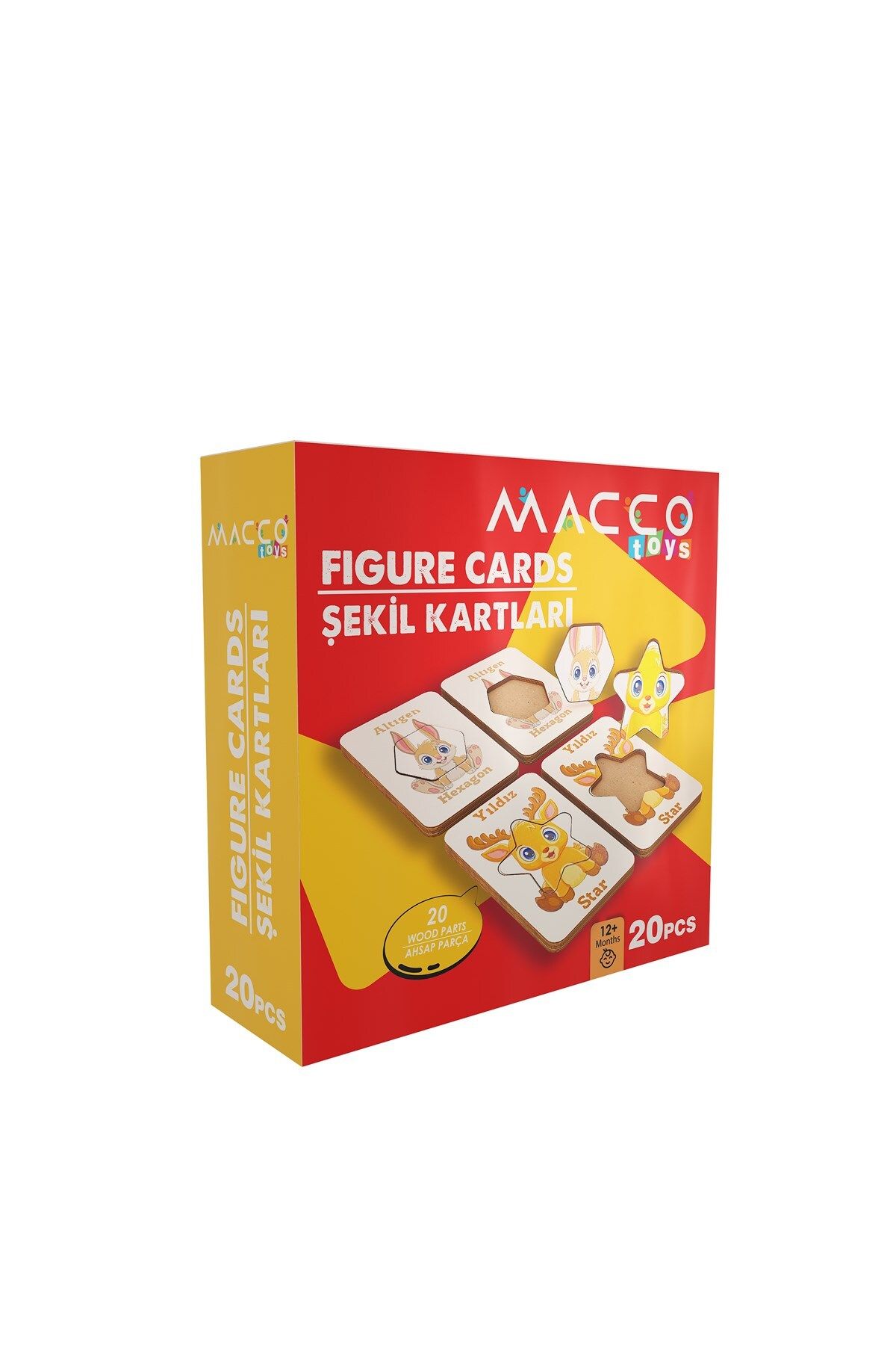 Macco Toys Ahşap Eğitici Montessori Şekil Kartları