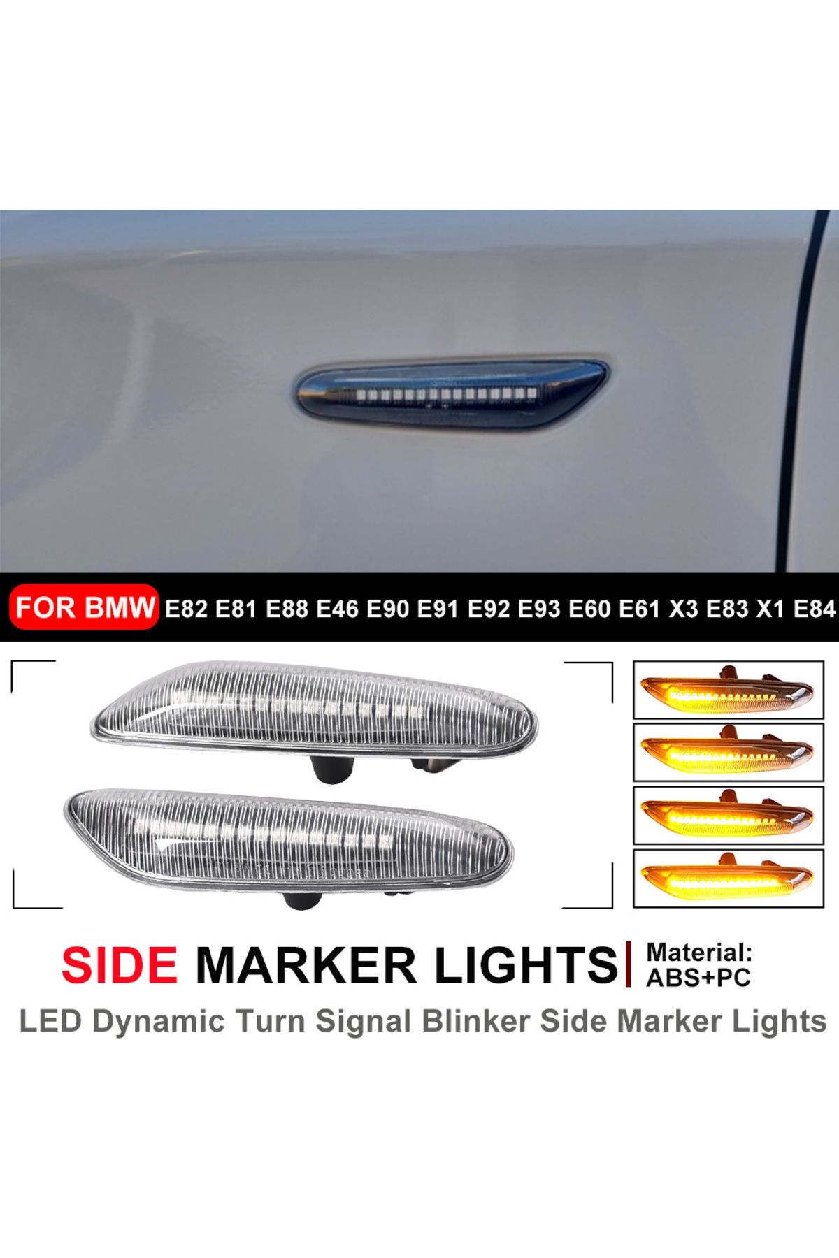Choice-لسيارات BMW X3 E83 X1 E84 X5 X53 E60 E61 E46 E81 E82 E90 E92 E87 E88 مصابيح إشارة الانعطاف LED المتسلسلة الوامضة 5