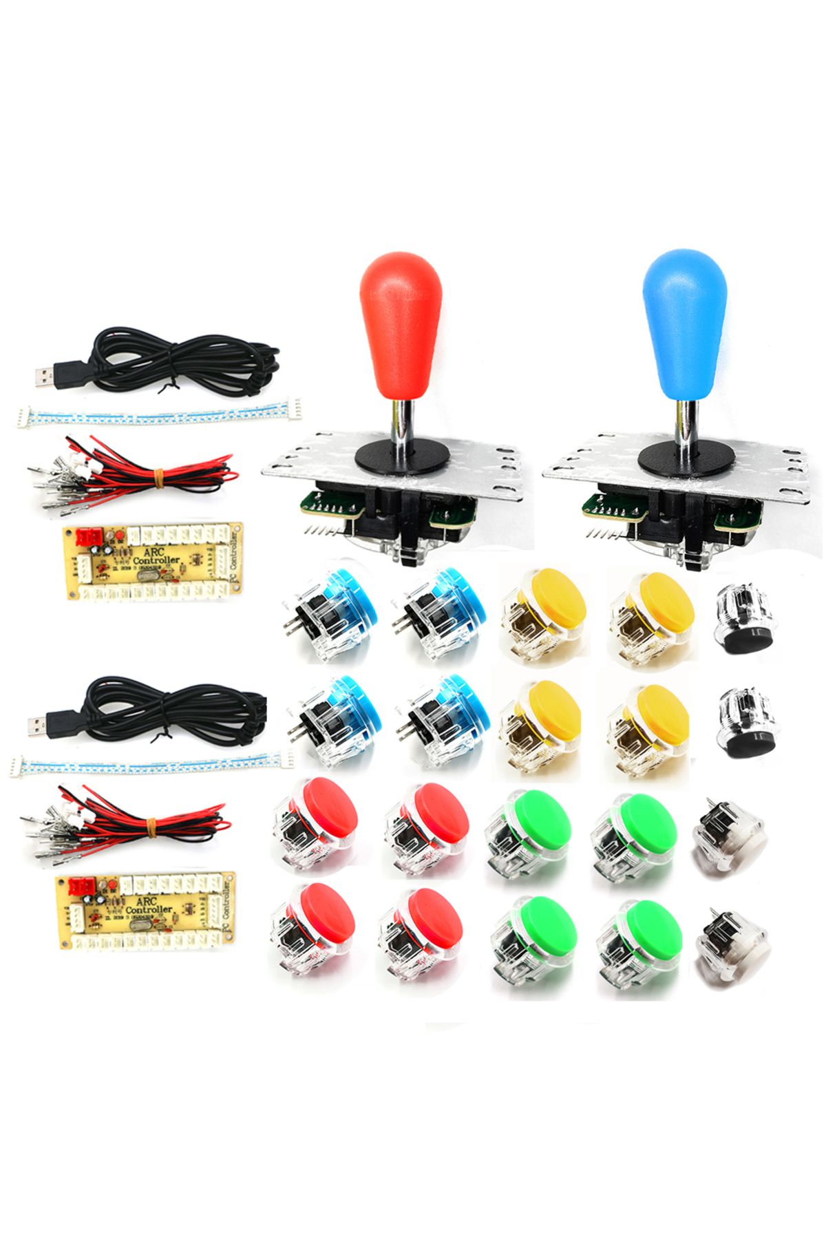Choice-Multi 2 Playersarcade Game Diy Set Joystick Kit Clear Push Button Zero Delay Usb Board Controller En 1