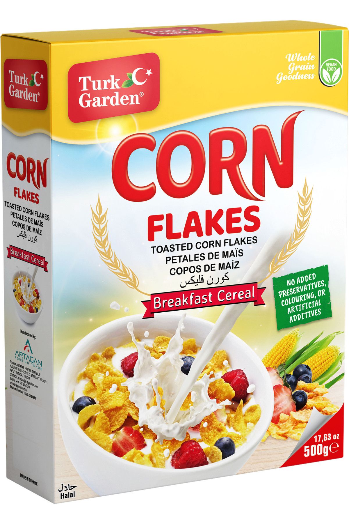 TURK GARDEN Corn Flakes Mısır Gevreği 500 gr Paket