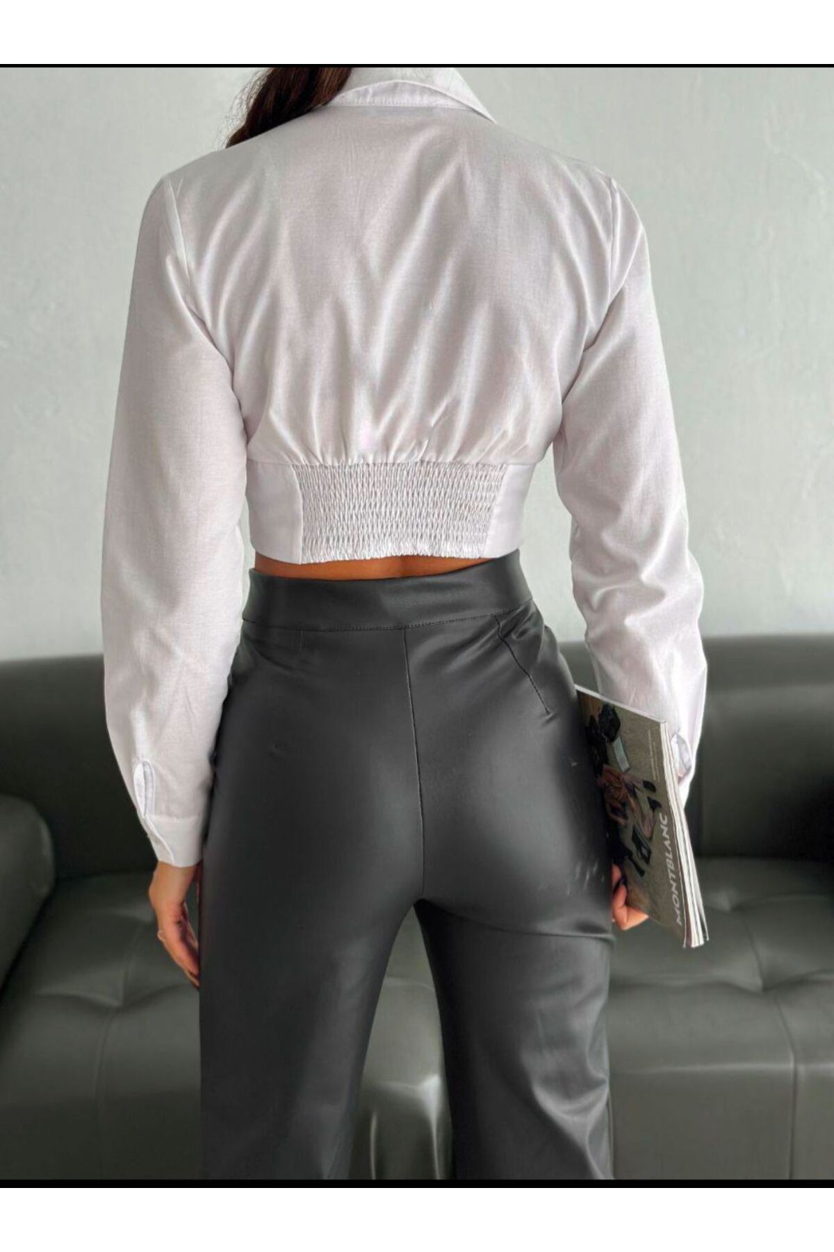 Asu ZR MODEL BELİ GİPELİ CROP GÖMLEK BEYAZ