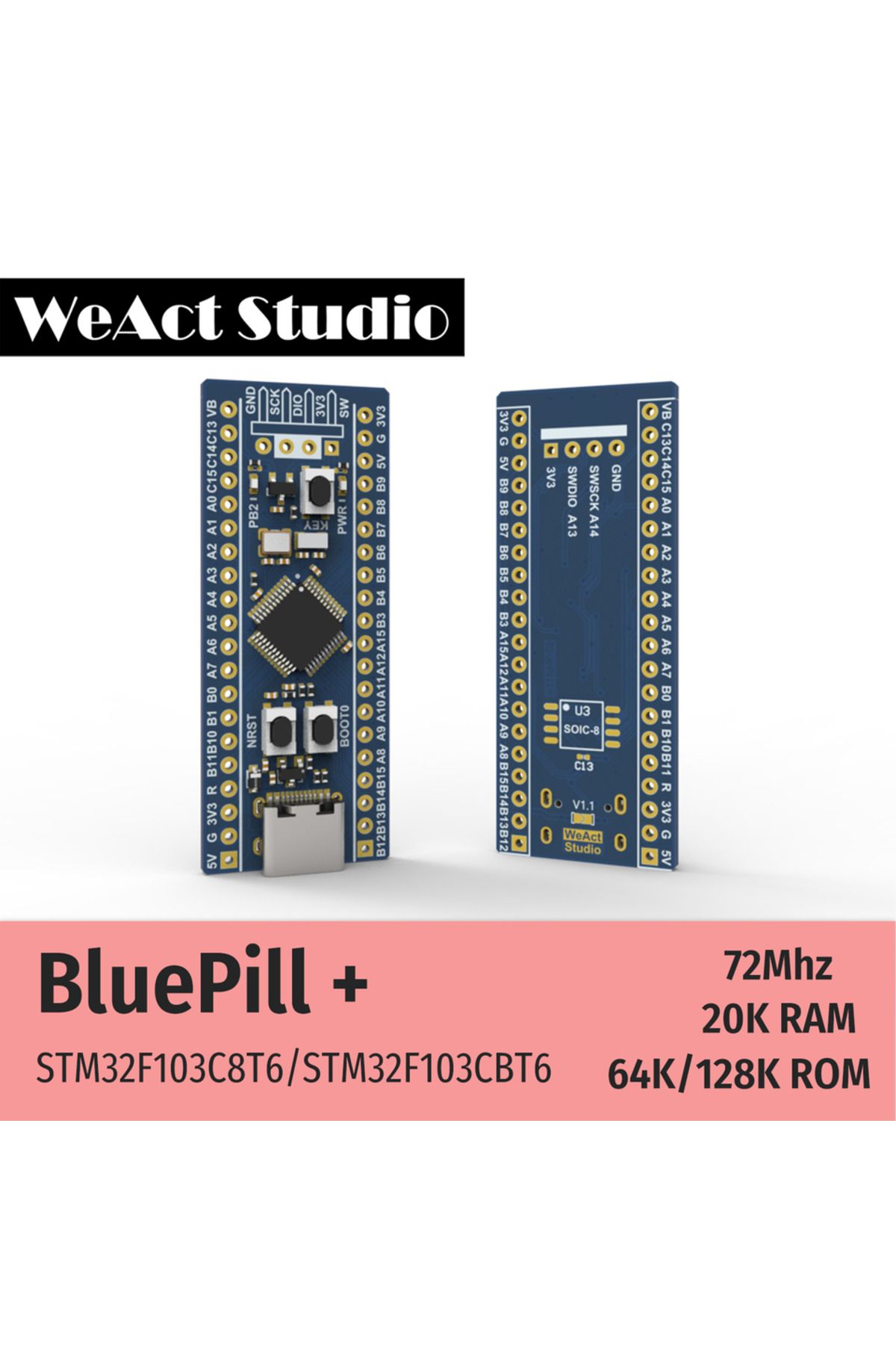 Choice-Stm32f103cbt6 Weact Stm32f103c8t6 Stm32f103cbt6 Stm32f103 Stm32f1 Bluepill Plus Arm Stm32 Minimum Sy 3